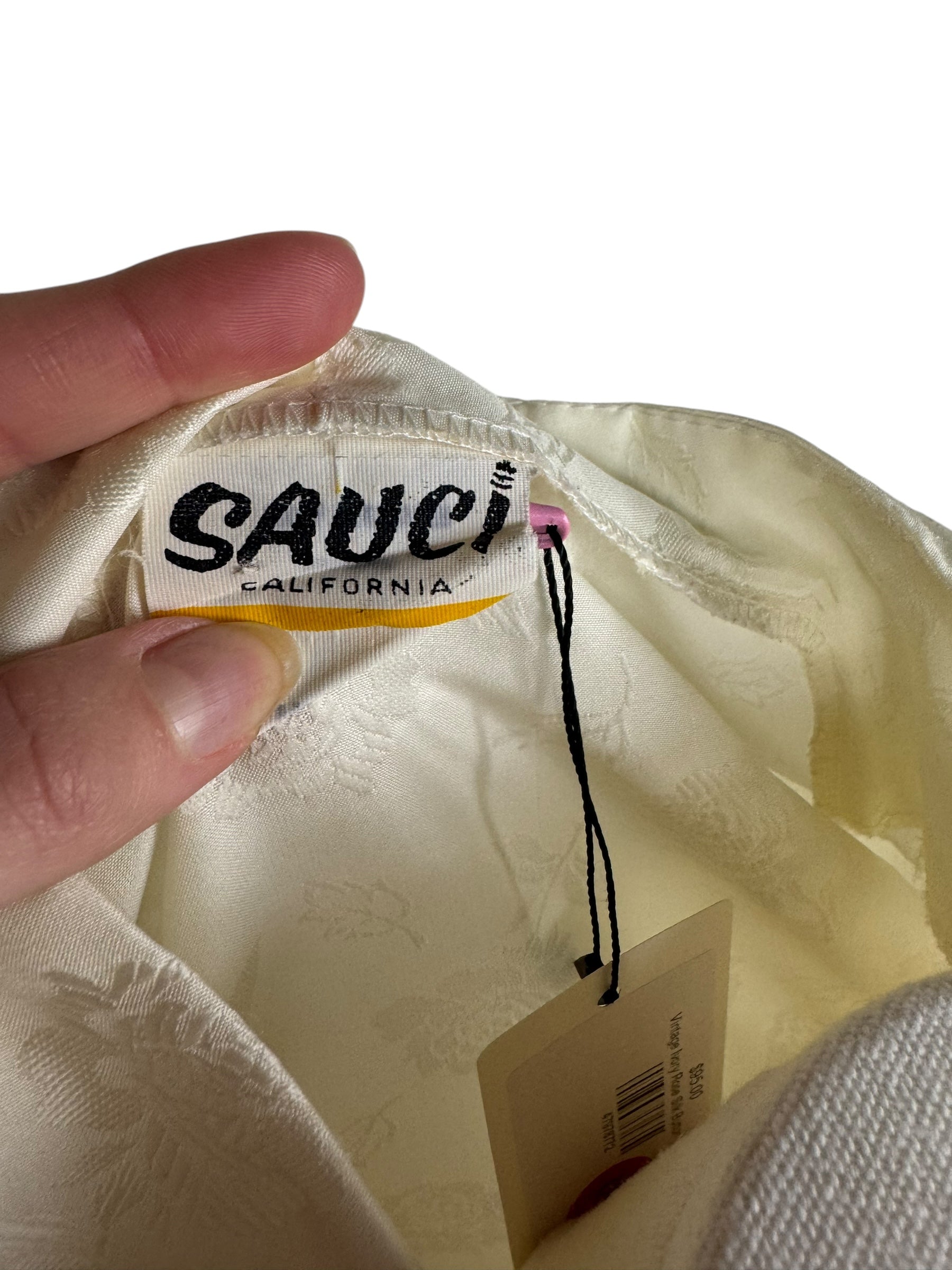 Vintage Ivory Rose Silk Button Down