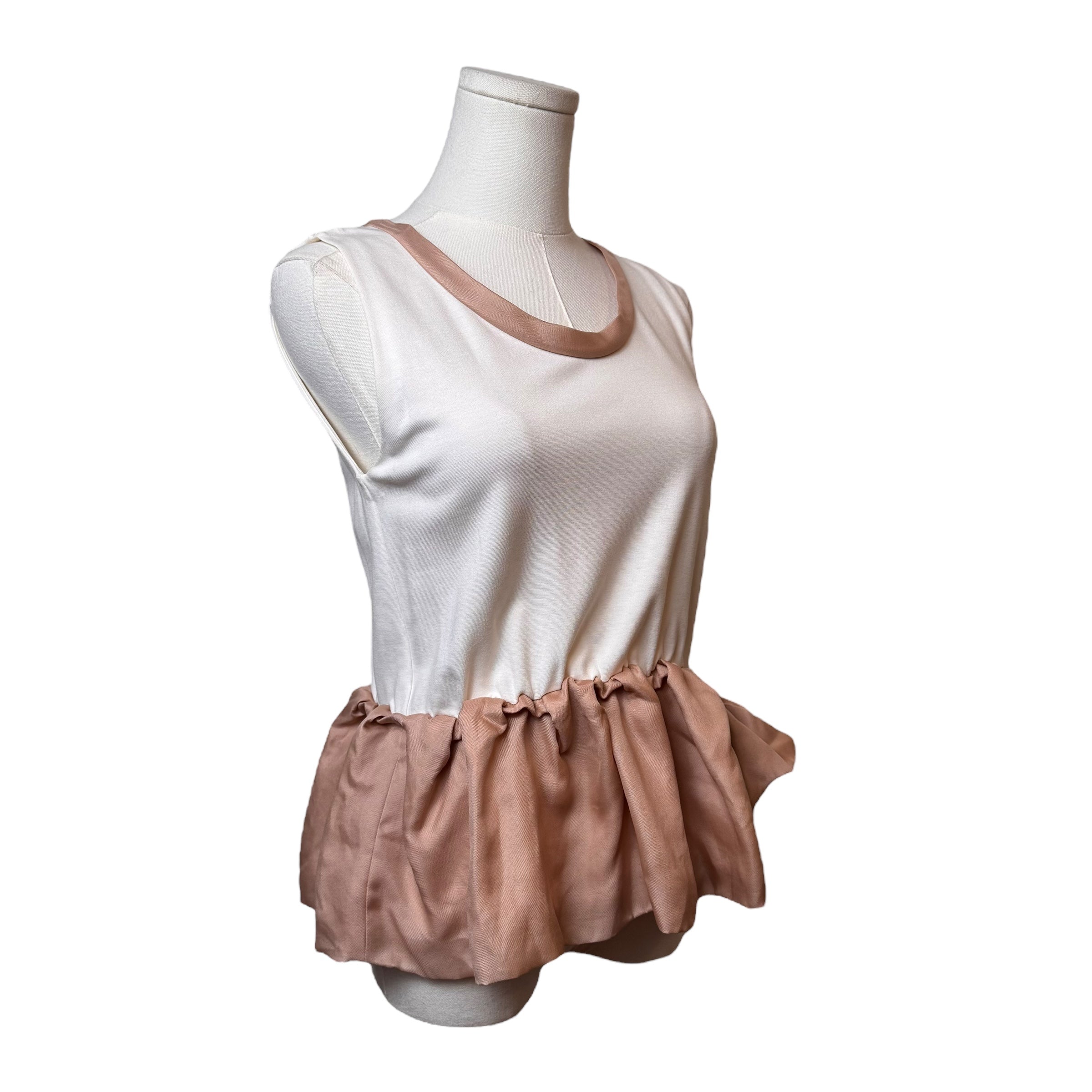 Miu Miu White/Pink Peplum Top