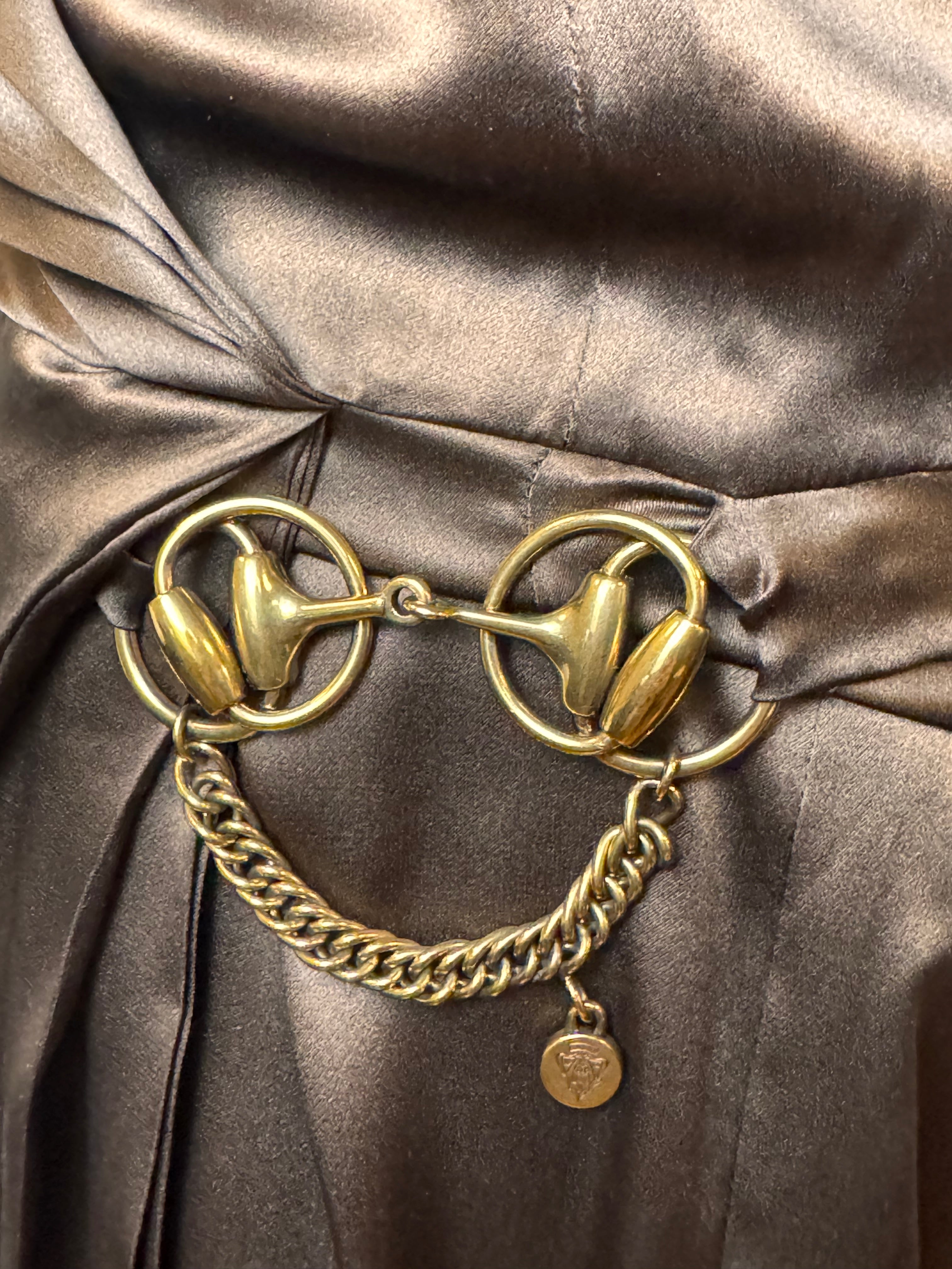 Gucci Brown Silk Horse-bit Dress