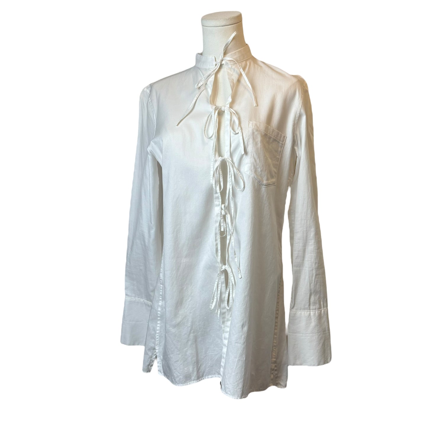 Y’s Yohji Yamamoto White Front Tie Top