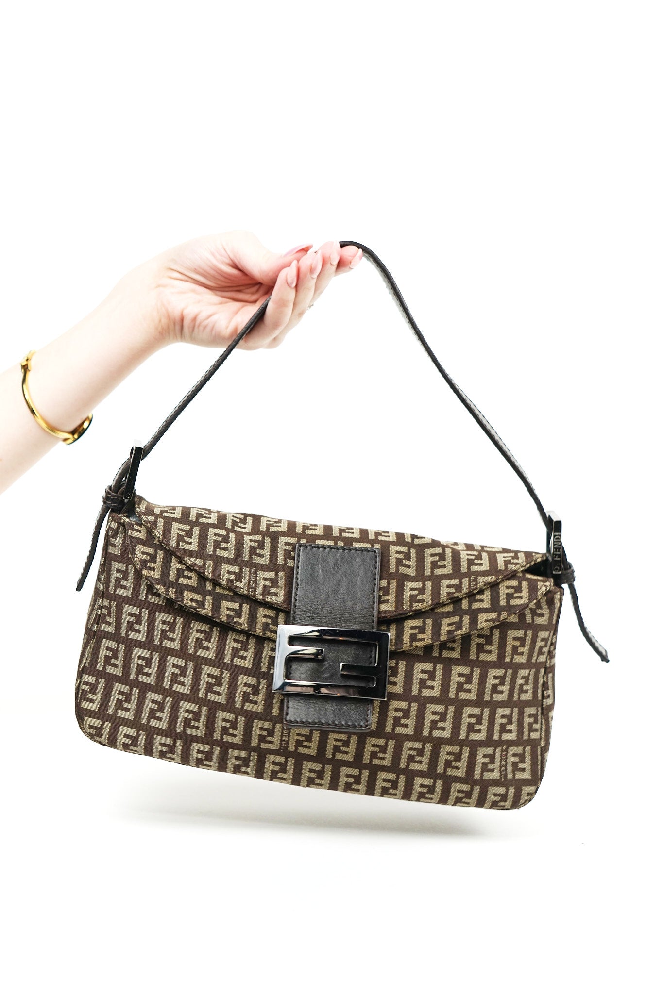 Fendi Brown Zucchino Shoulder Bag