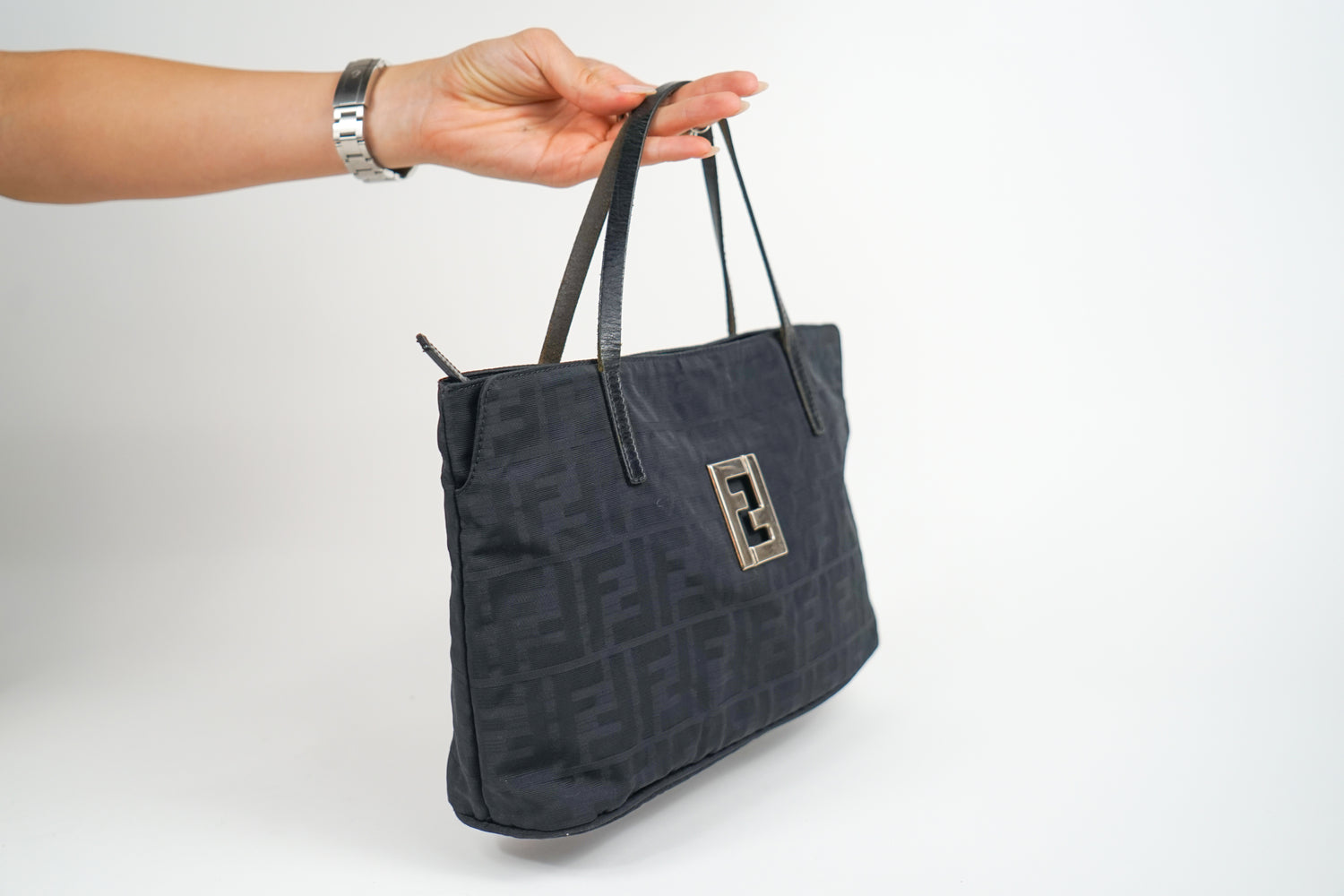 Vintage Fendi Black Zucca Monogram Tote