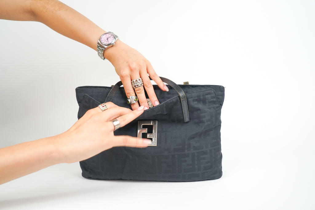 Vintage Fendi Black Zucca Monogram Tote
