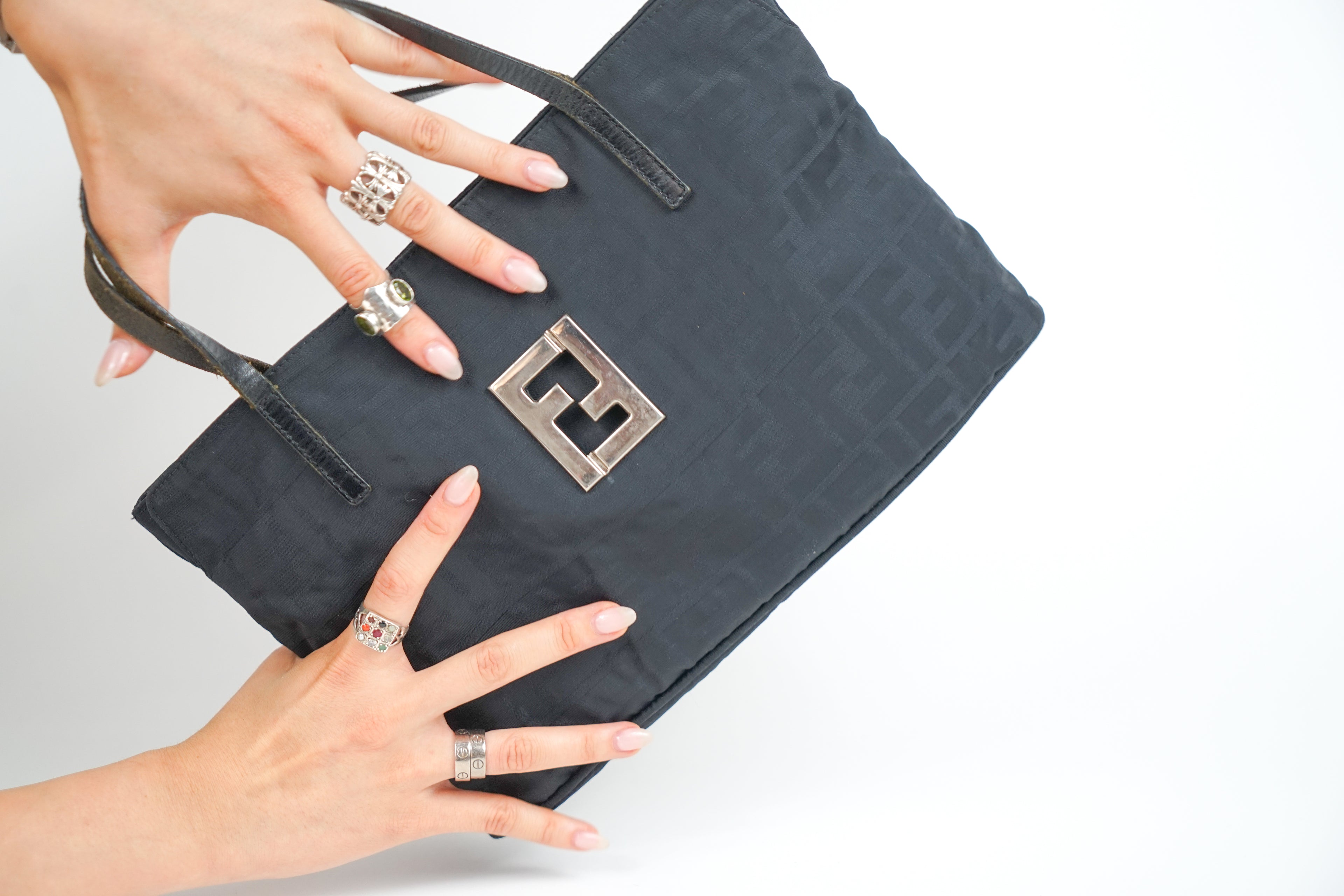 Vintage Fendi Black Zucca Monogram Tote