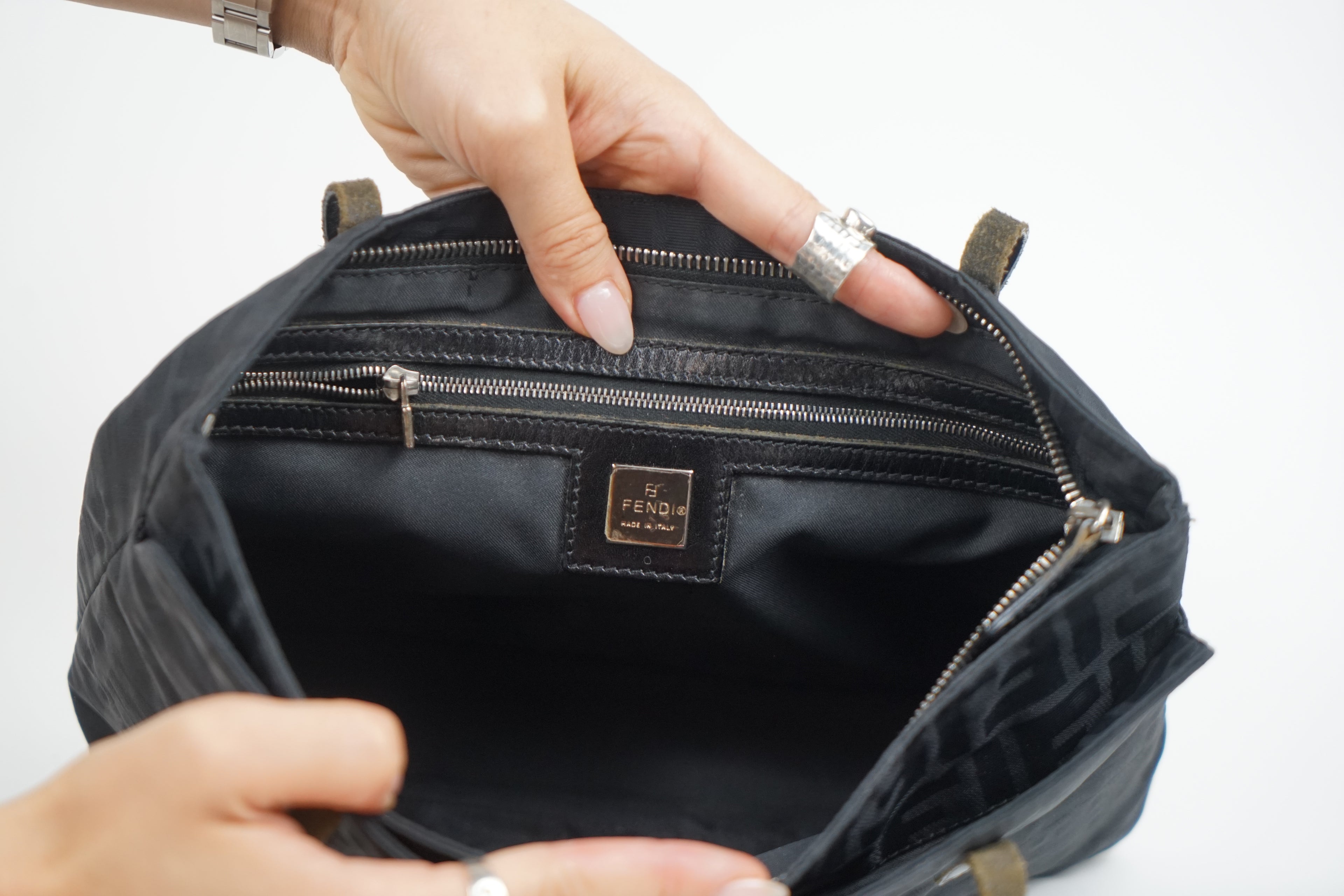 Vintage Fendi Black Zucca Monogram Tote