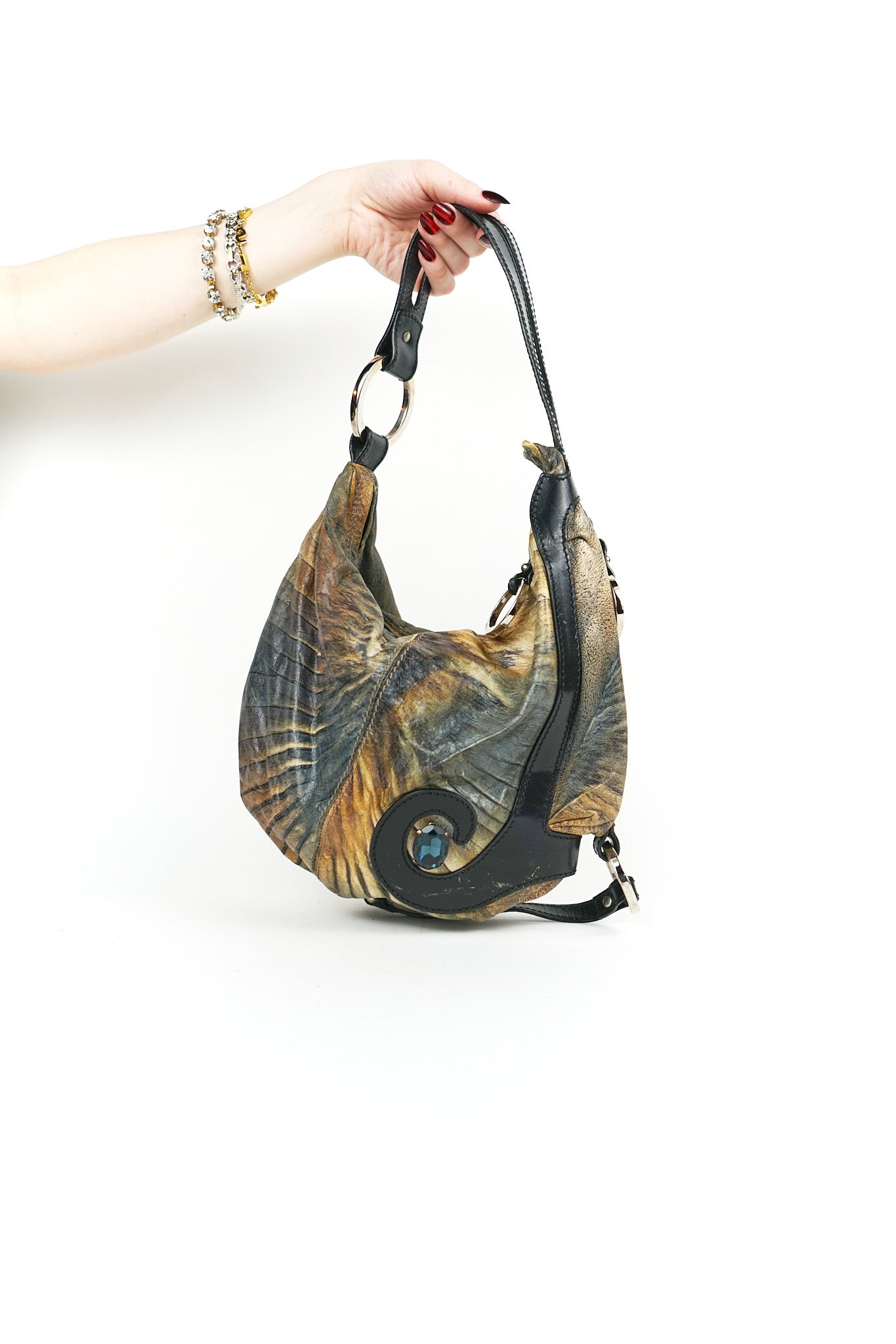 Fendi Brown Leather Oyster Hobo Bag