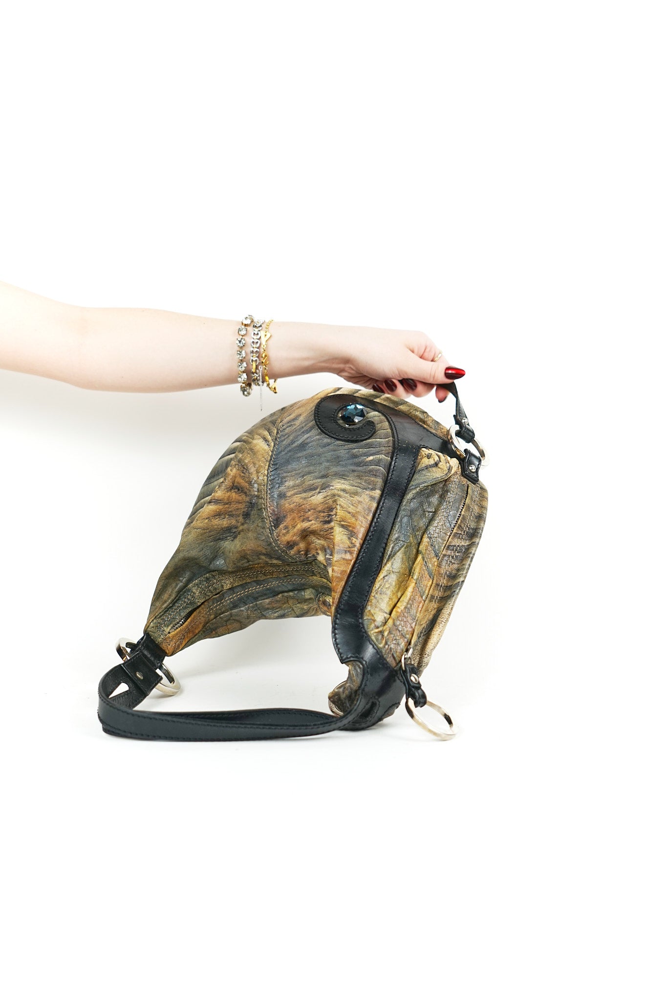 Fendi Brown Leather Oyster Hobo Bag