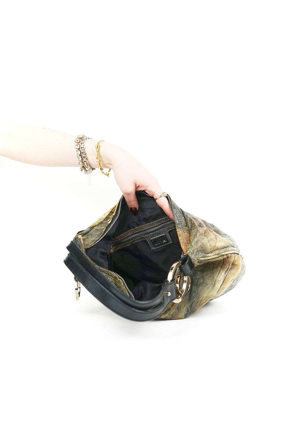 Fendi Brown Leather Oyster Hobo Bag