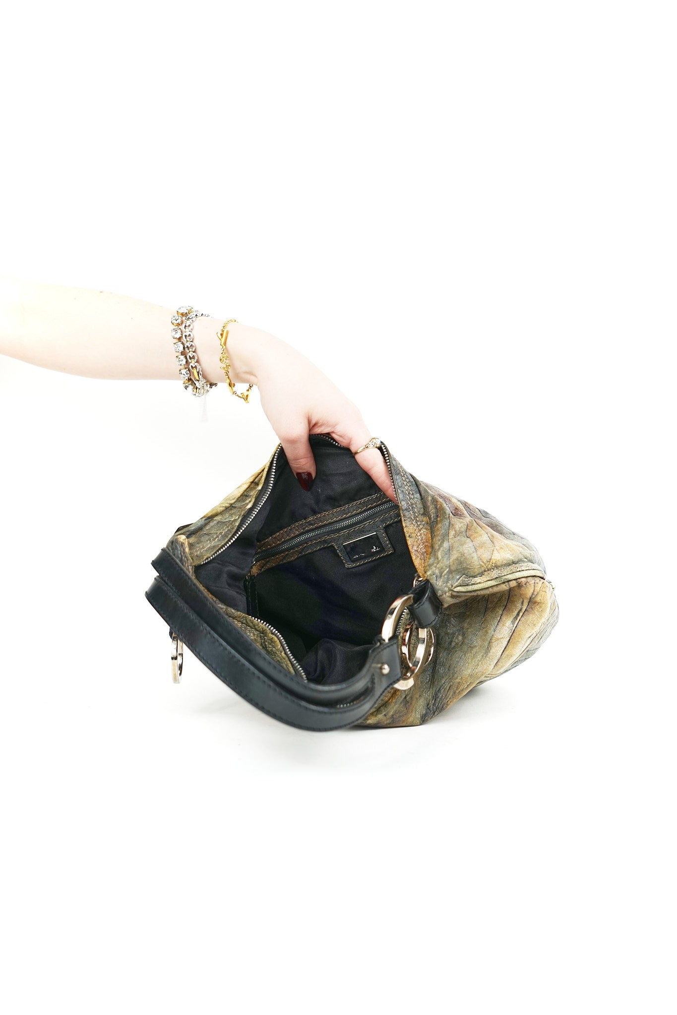 Fendi Brown Leather Oyster Hobo Bag