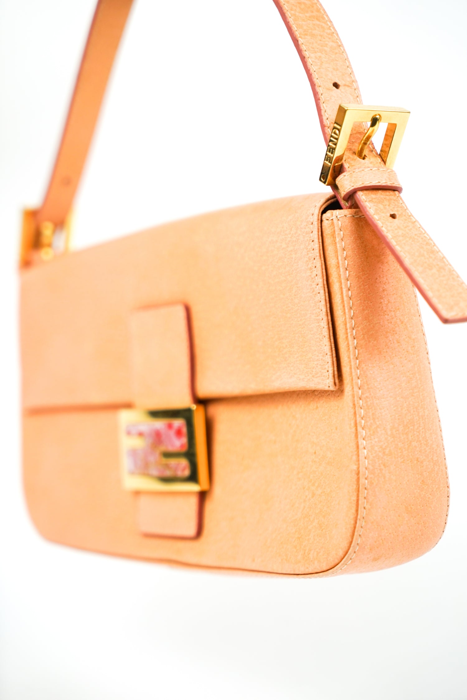 Fendi Pink Leather Baguette with Marble Clasp