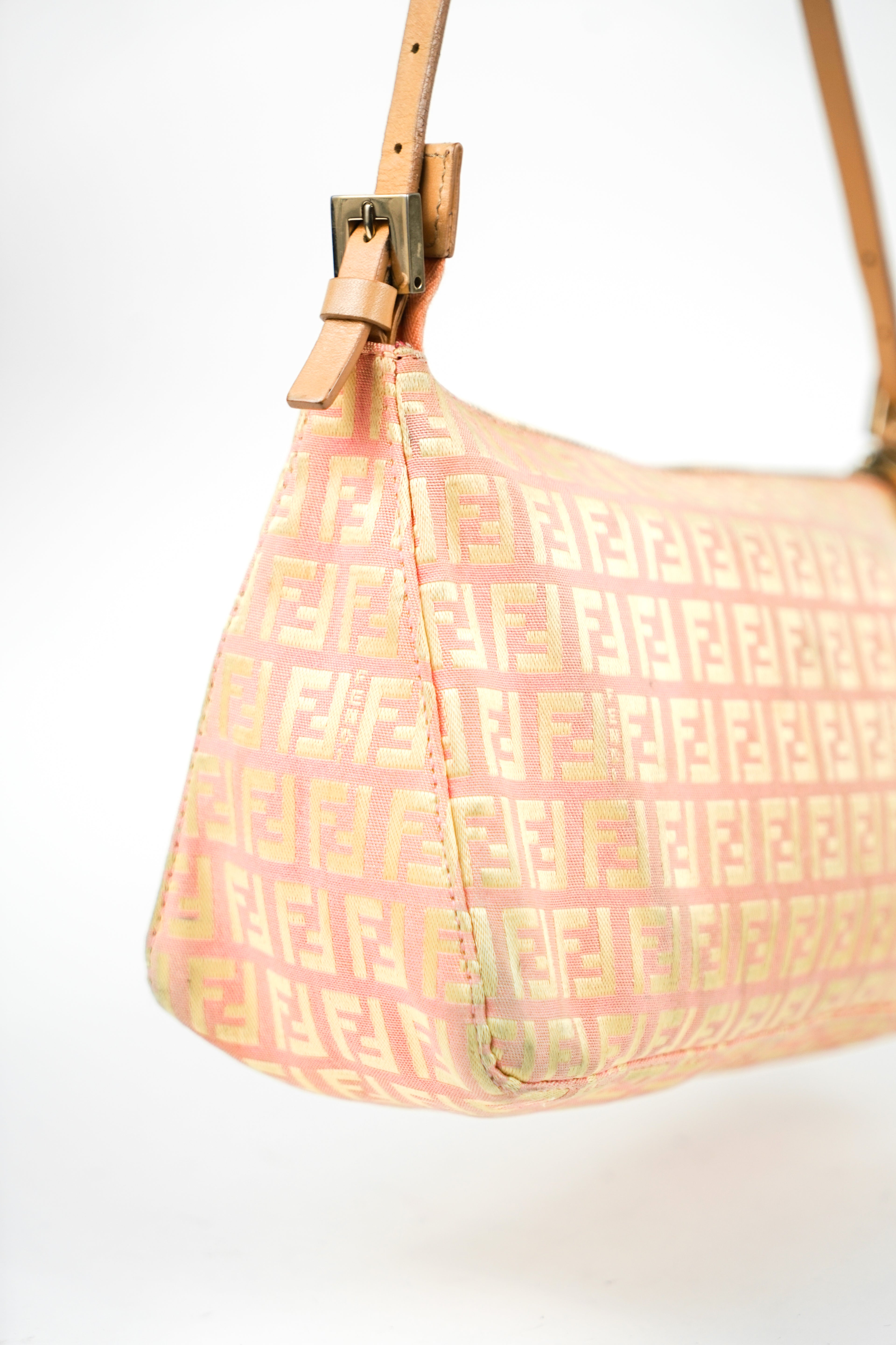 Fendi Zucca Monogram Pink Orange Shoulder Bag
