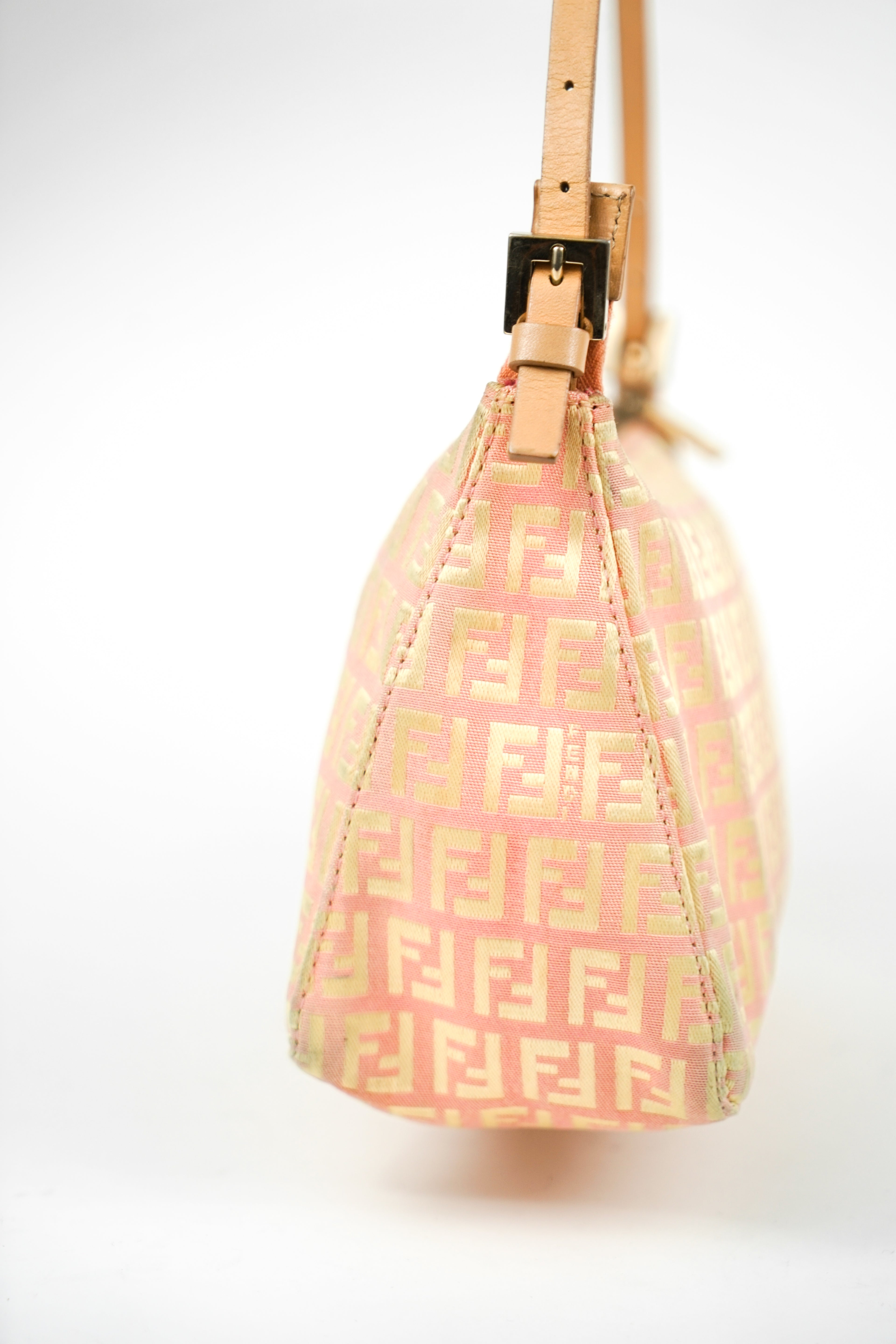 Fendi Zucca Monogram Pink Orange Shoulder Bag