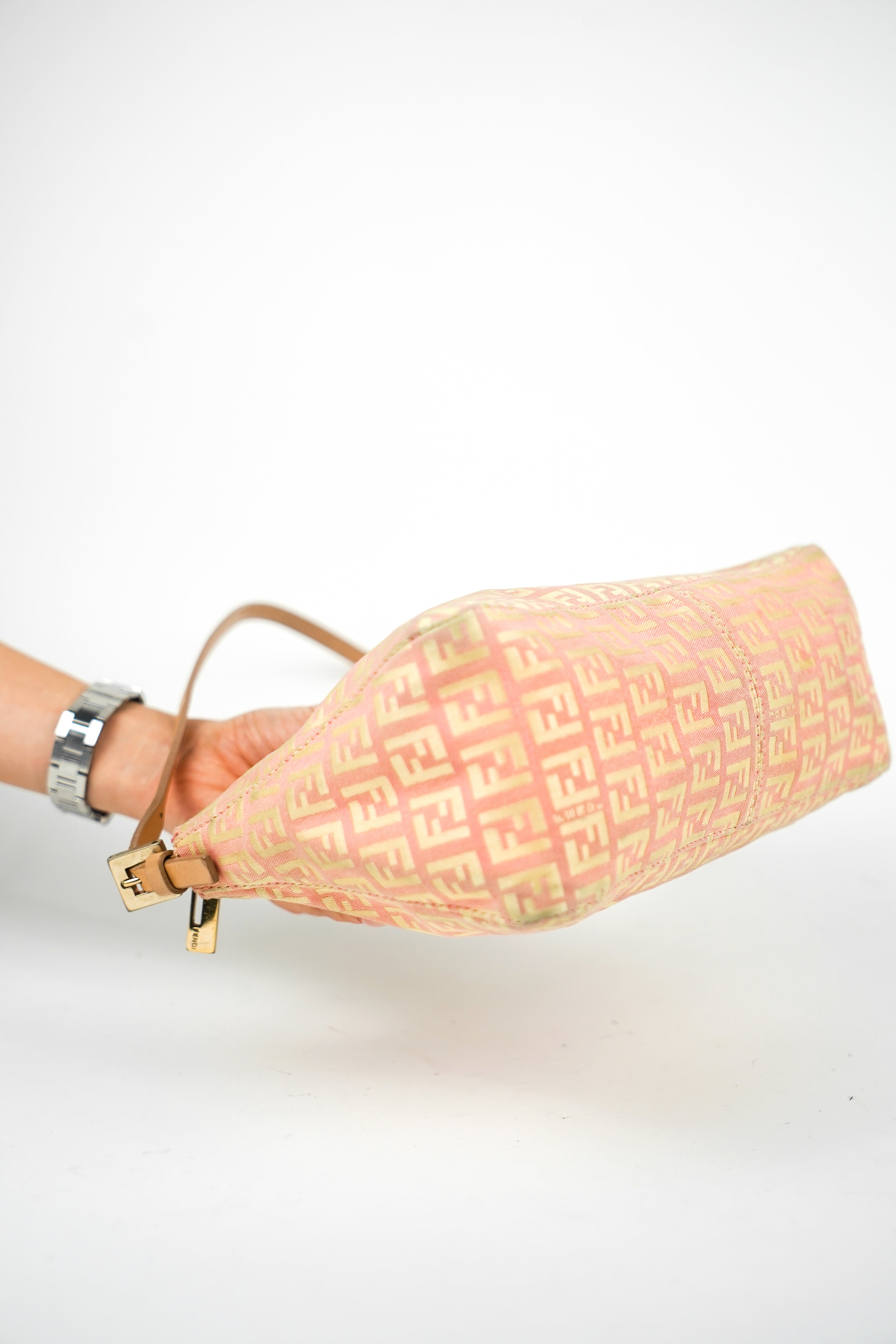 Fendi Zucca Monogram Pink Orange Shoulder Bag