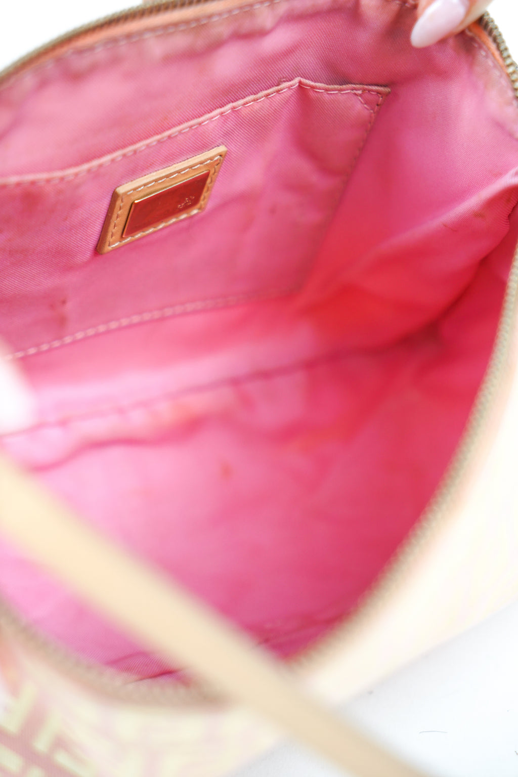 Fendi Zucca Monogram Pink Orange Shoulder Bag