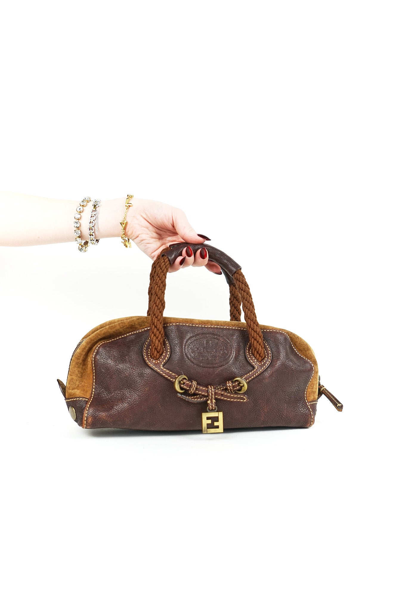 Fendi Brown Suede Rope Bag