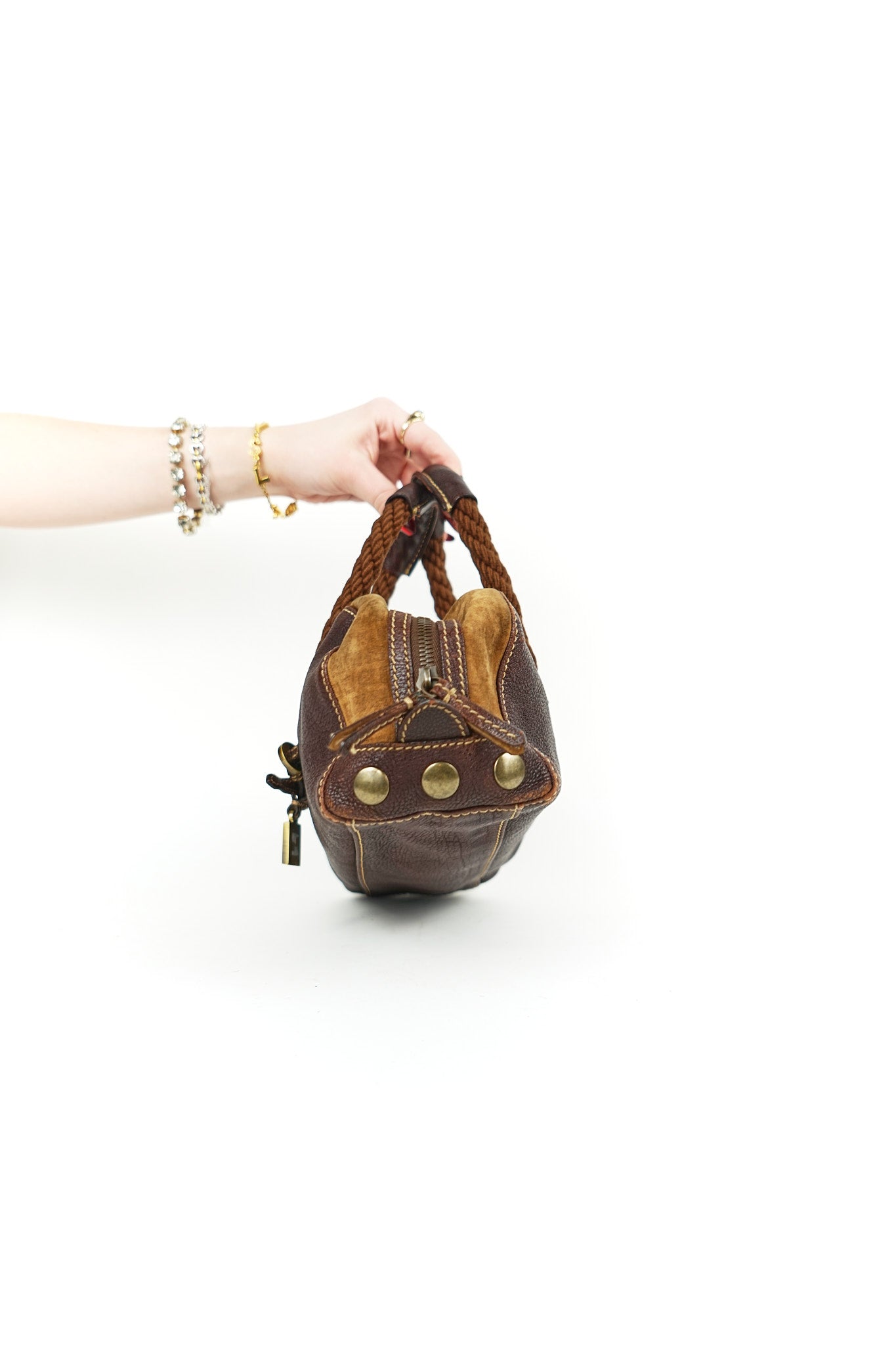 Fendi Brown Suede Rope Bag