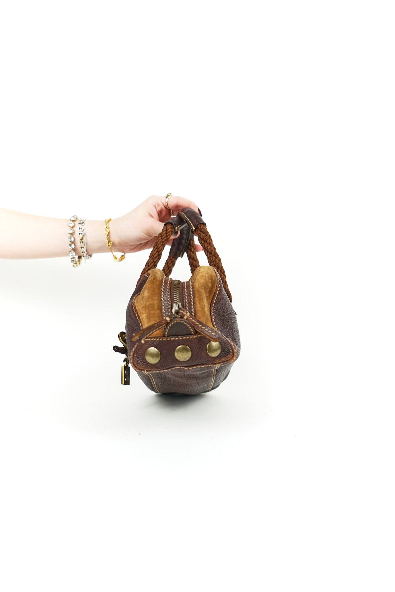 Fendi Brown Suede Rope Bag