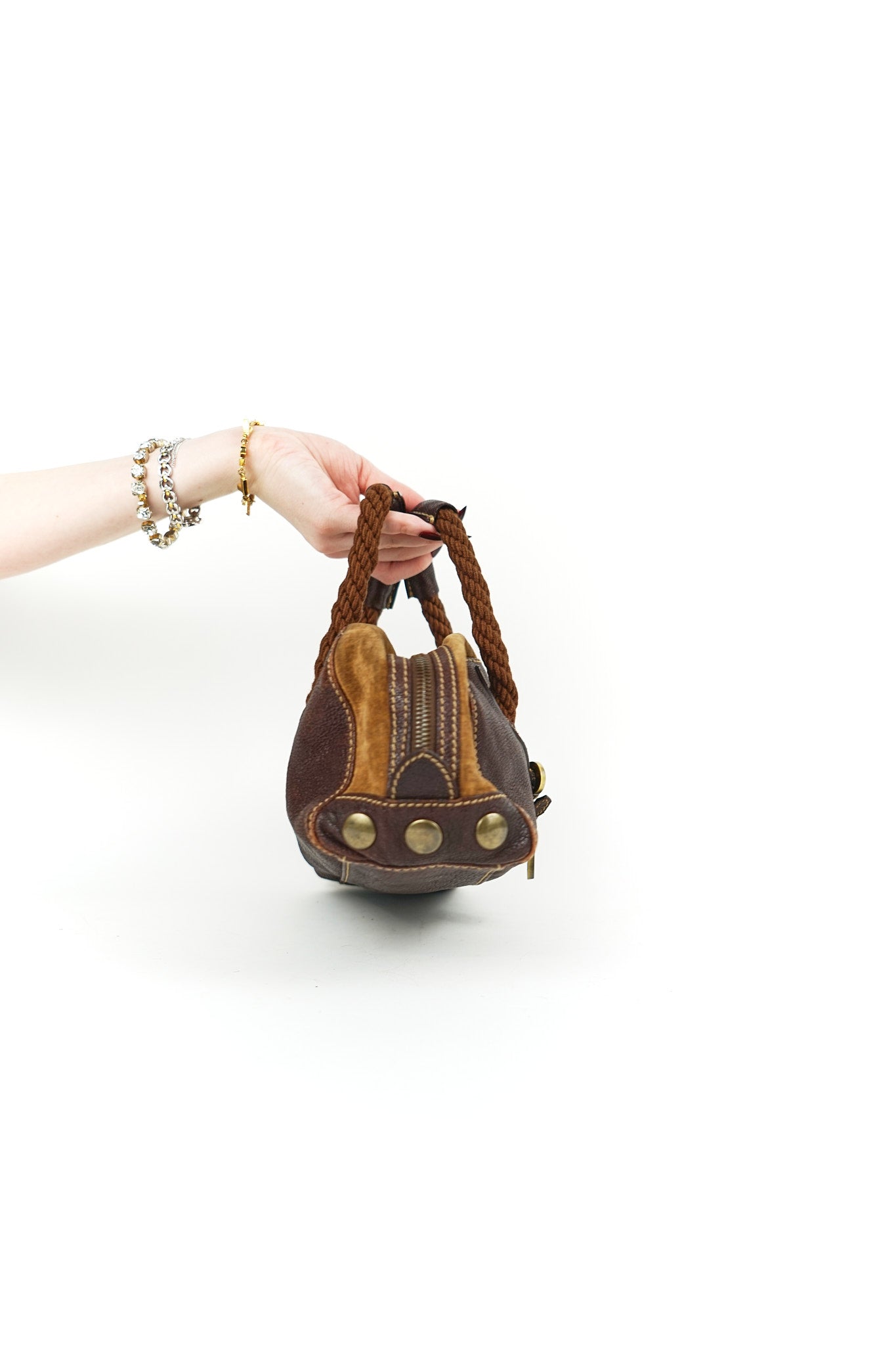 Fendi Brown Suede Rope Bag