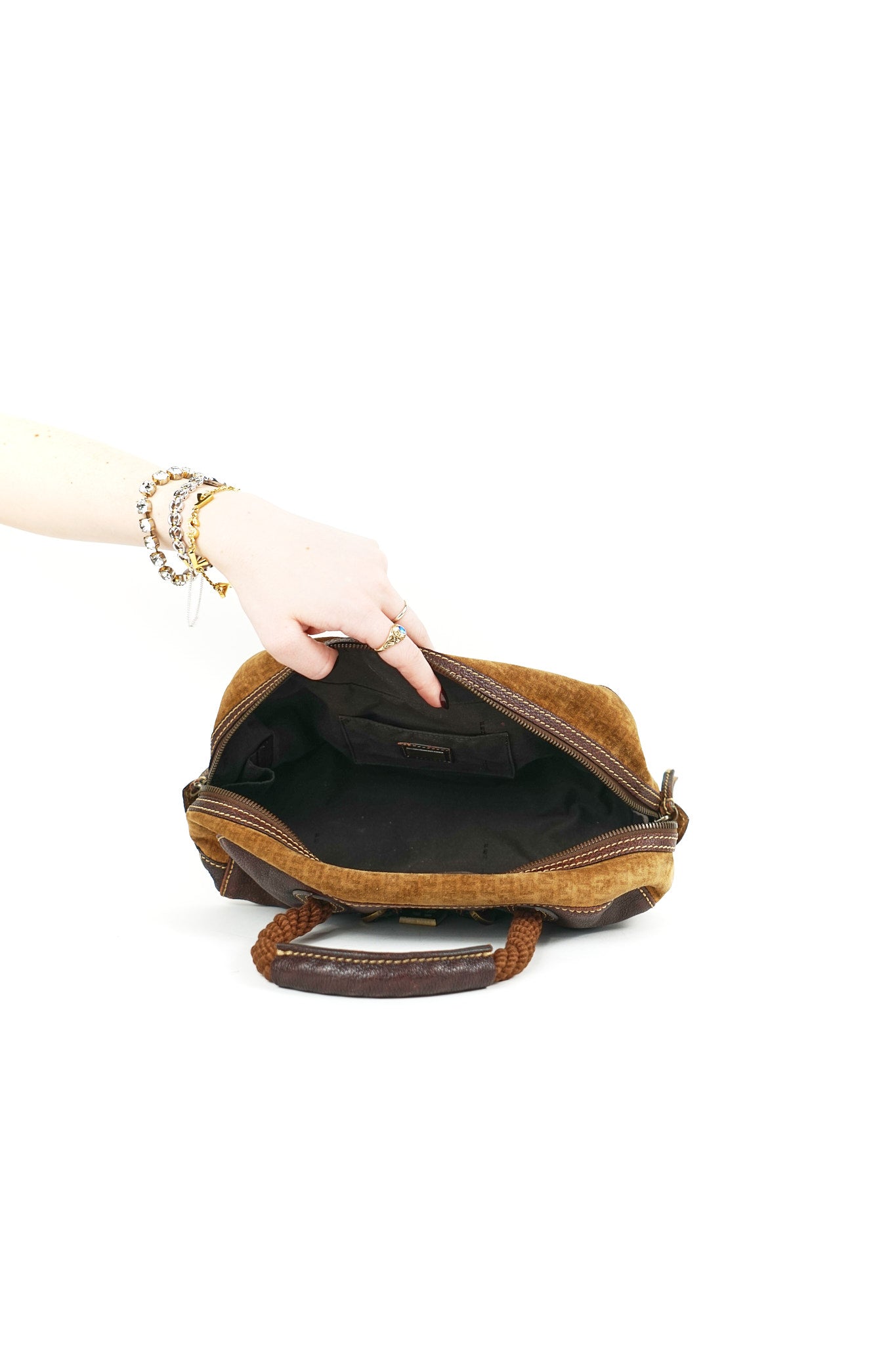 Fendi Brown Suede Rope Bag