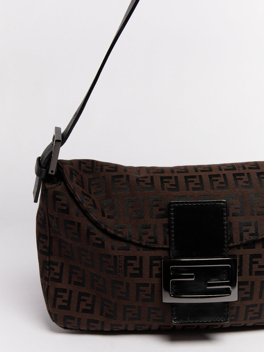 Fendi Brown Black Zucca Baguette Bag