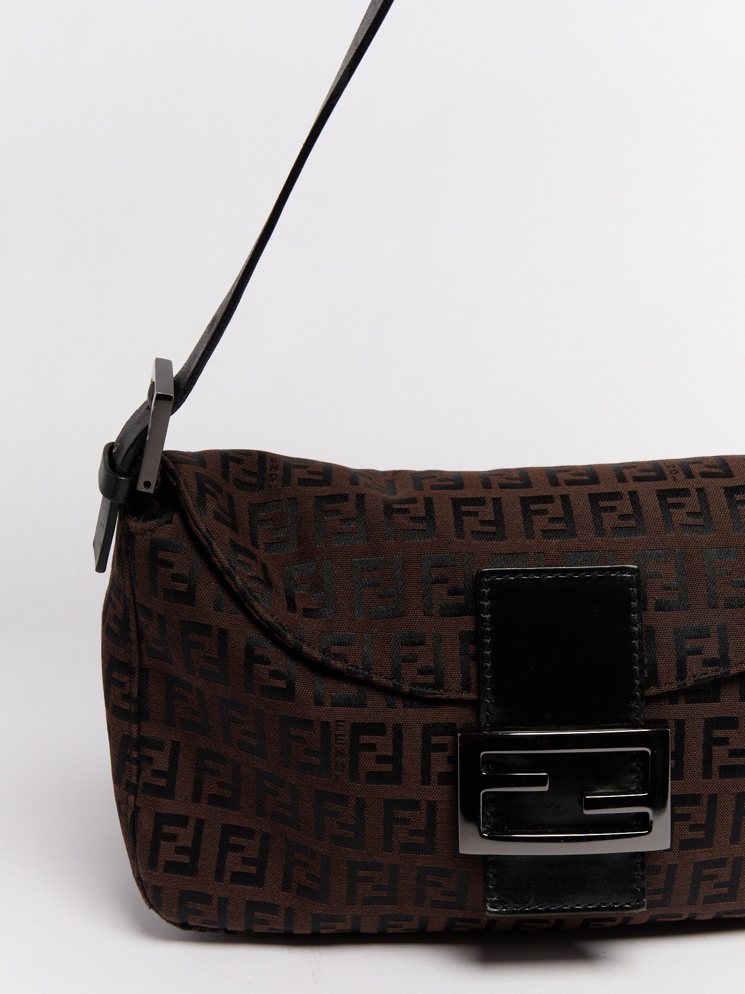 Fendi Brown Black Zucca Baguette Bag