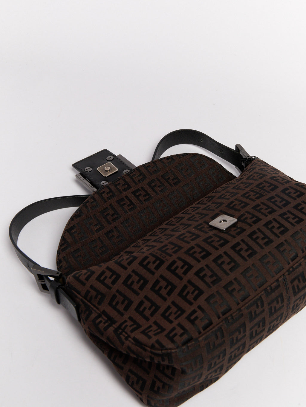 Fendi Brown Black Zucca Baguette Bag