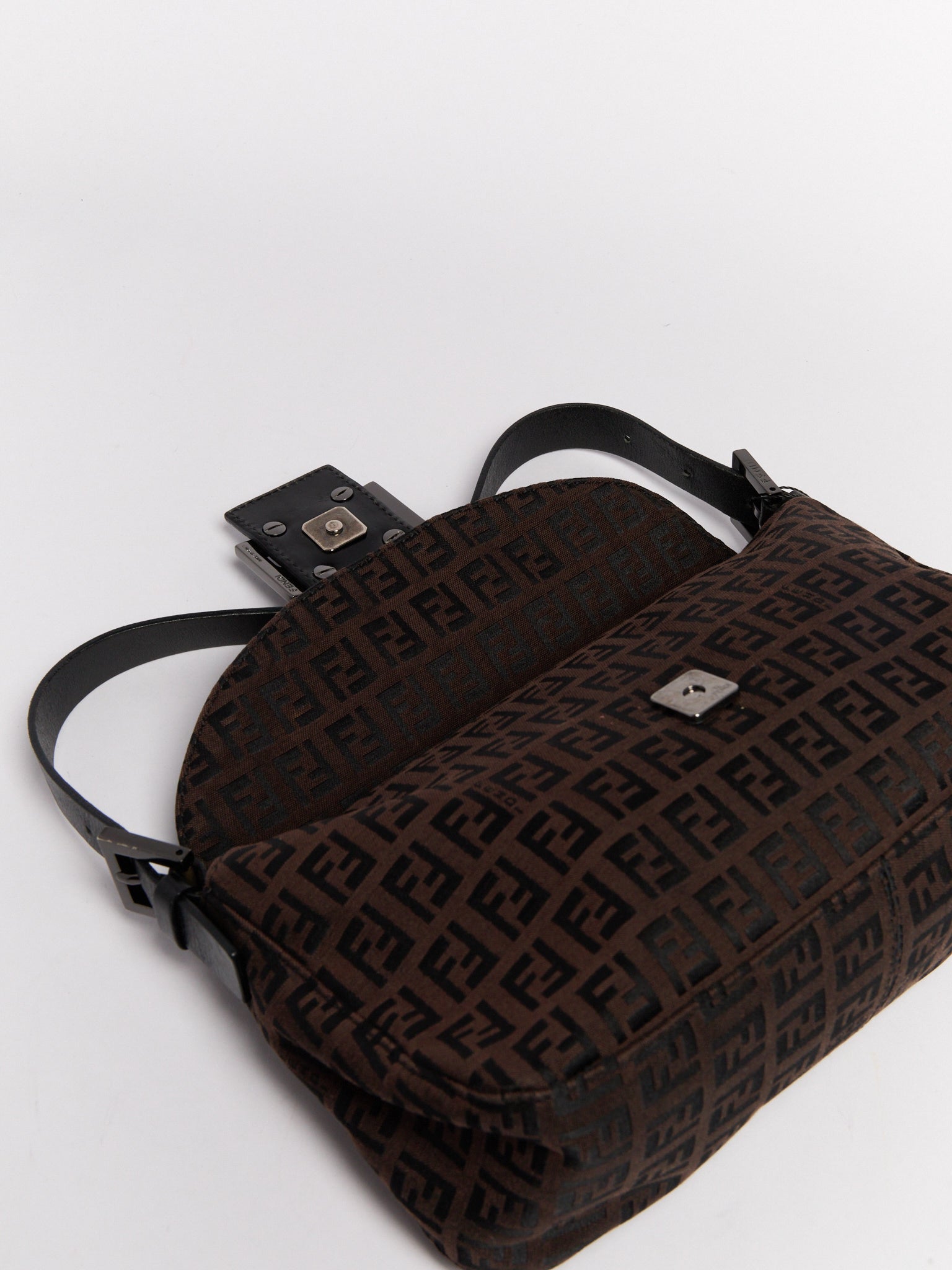 Fendi Brown Black Zucca Baguette Bag