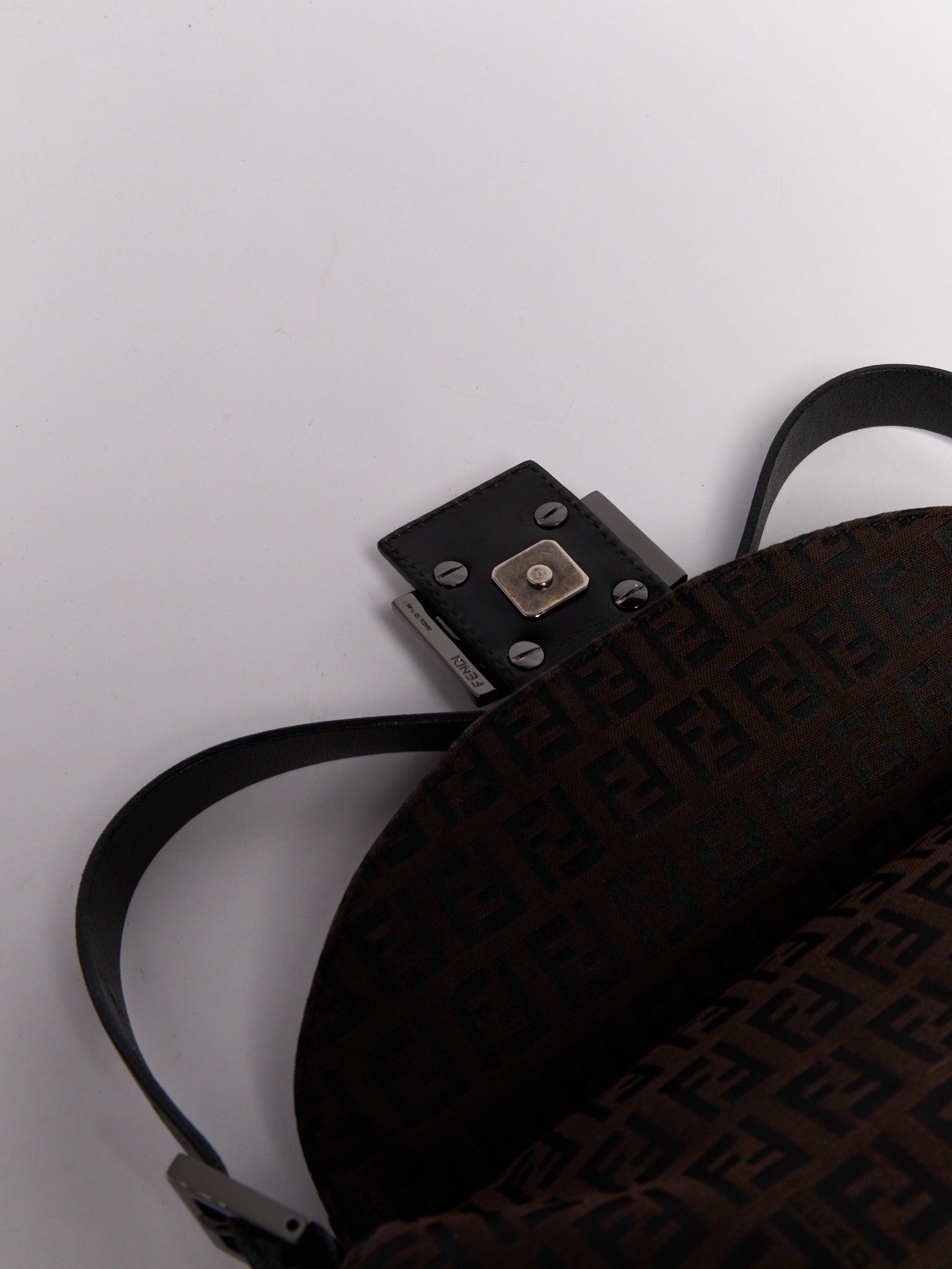 Fendi Brown Black Zucca Baguette Bag