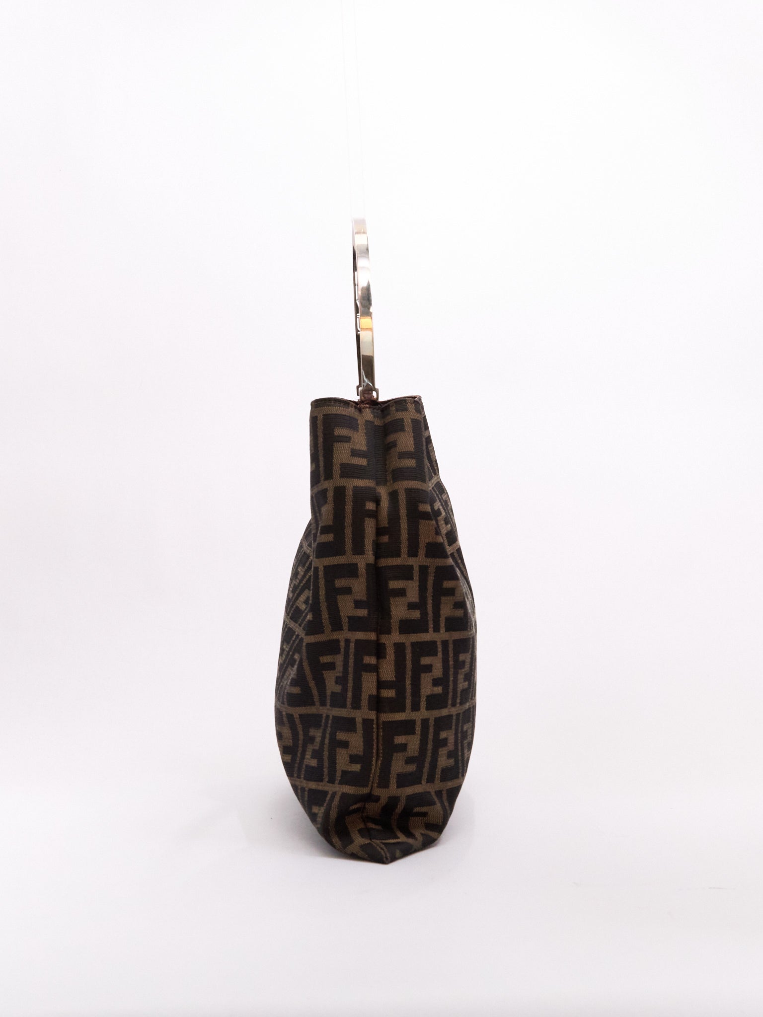 90's Fendi Brown Zucca Monogram Hoop Canvas Tote Bag