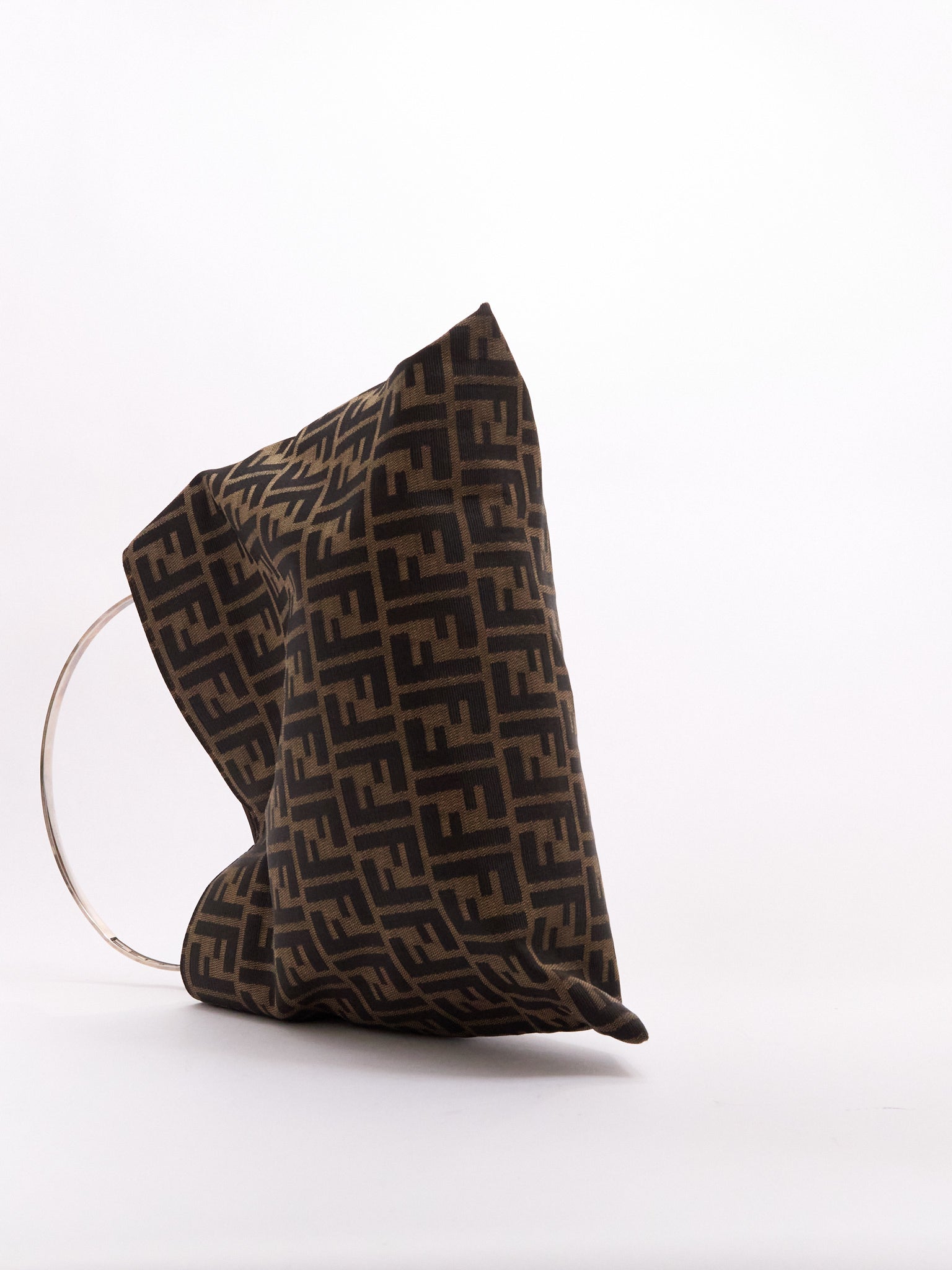 90's Fendi Brown Zucca Monogram Hoop Canvas Tote Bag