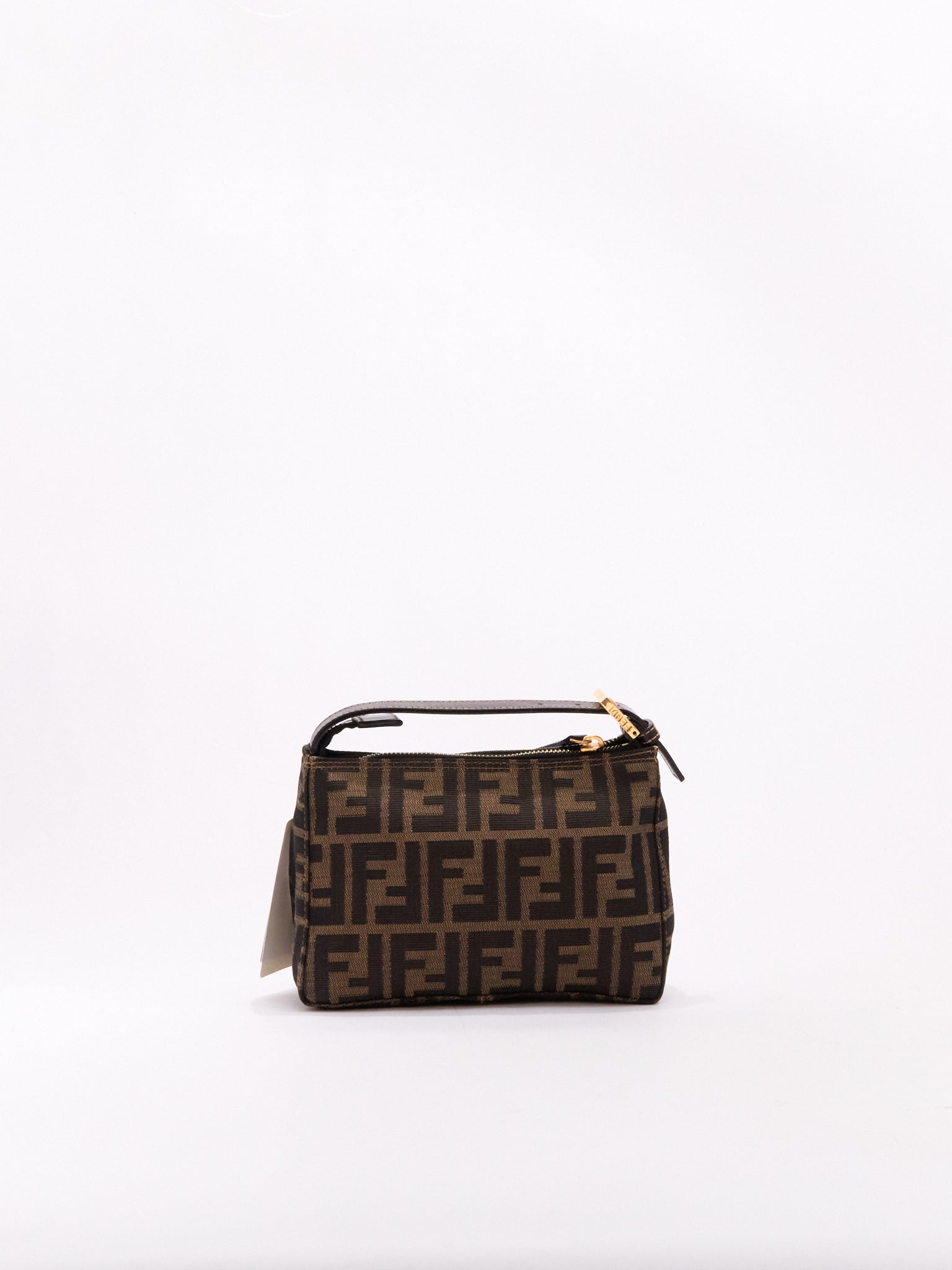 Fendi Brown Monogram Pochette Brown Handle