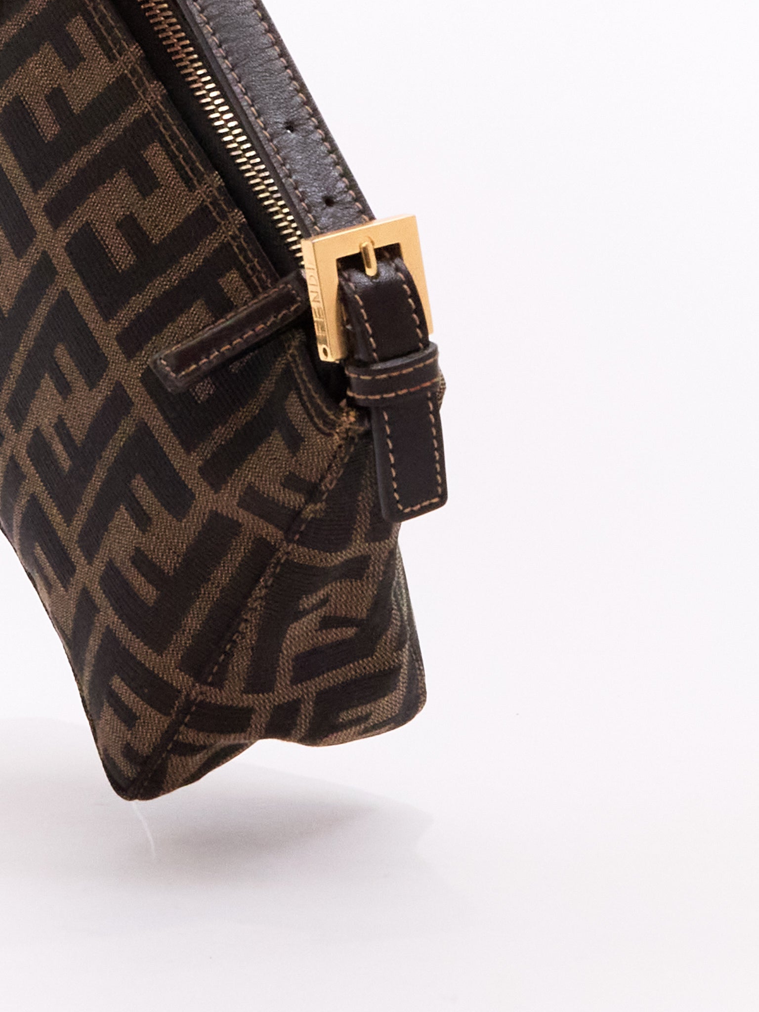 Fendi Brown Monogram Pochette Brown Handle