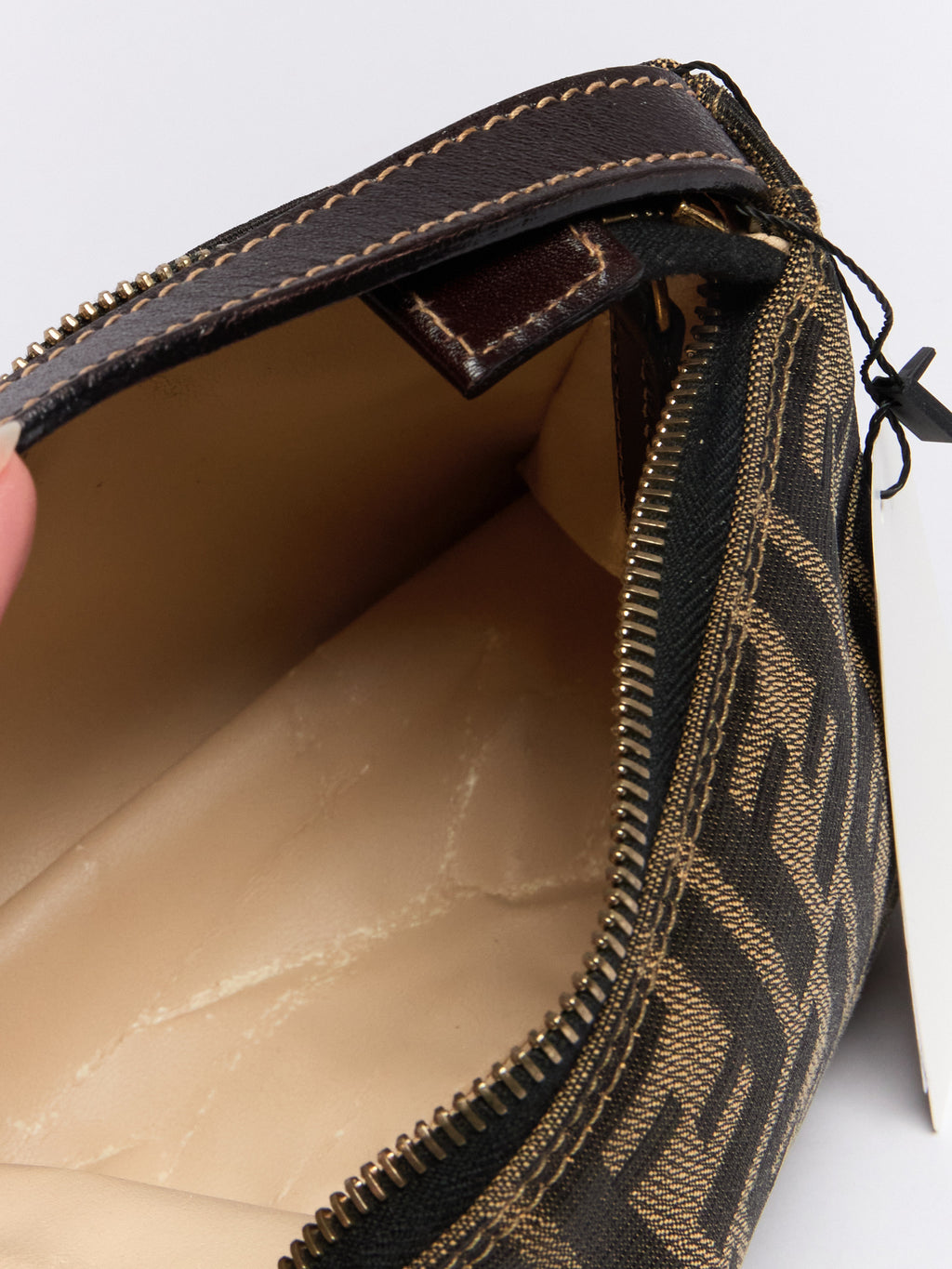 Fendi Brown Monogram Pochette Brown Handle