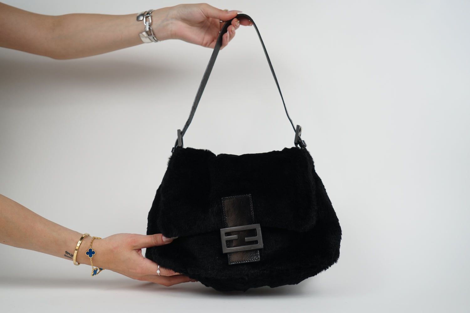 Vintage Fendi Black Rabbit Fur Mamma Bag