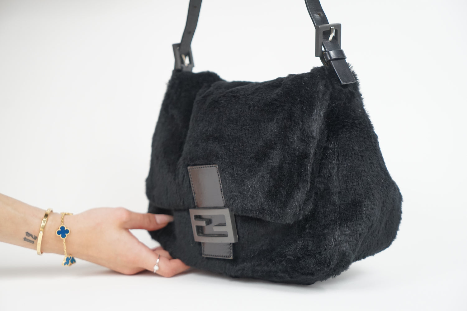 Vintage Fendi Black Rabbit Fur Mamma Bag