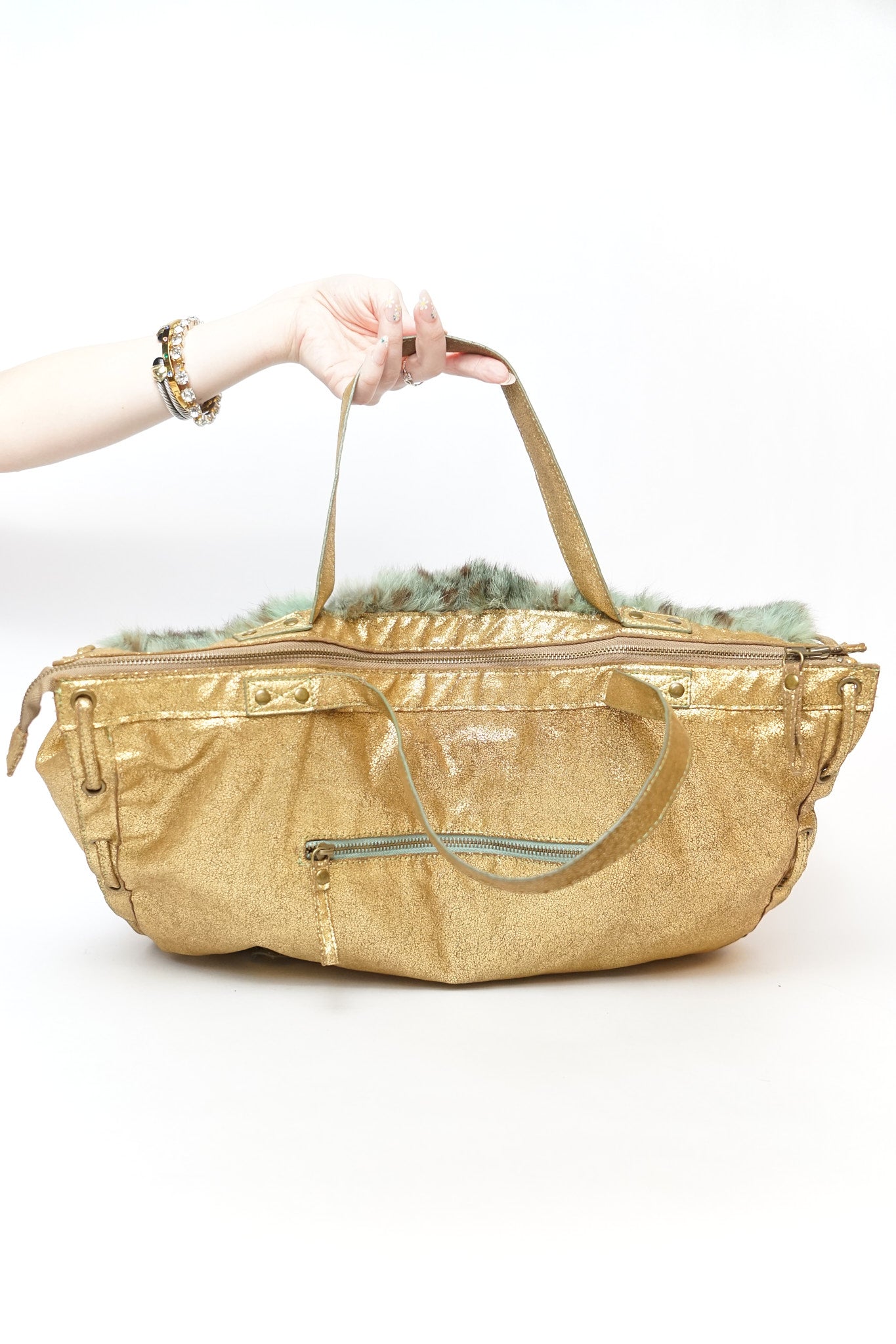 Vintage Gold and Fur Tote Bag