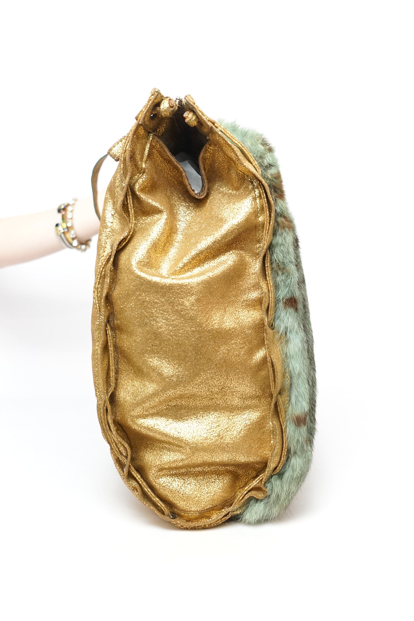 Vintage Gold and Fur Tote Bag