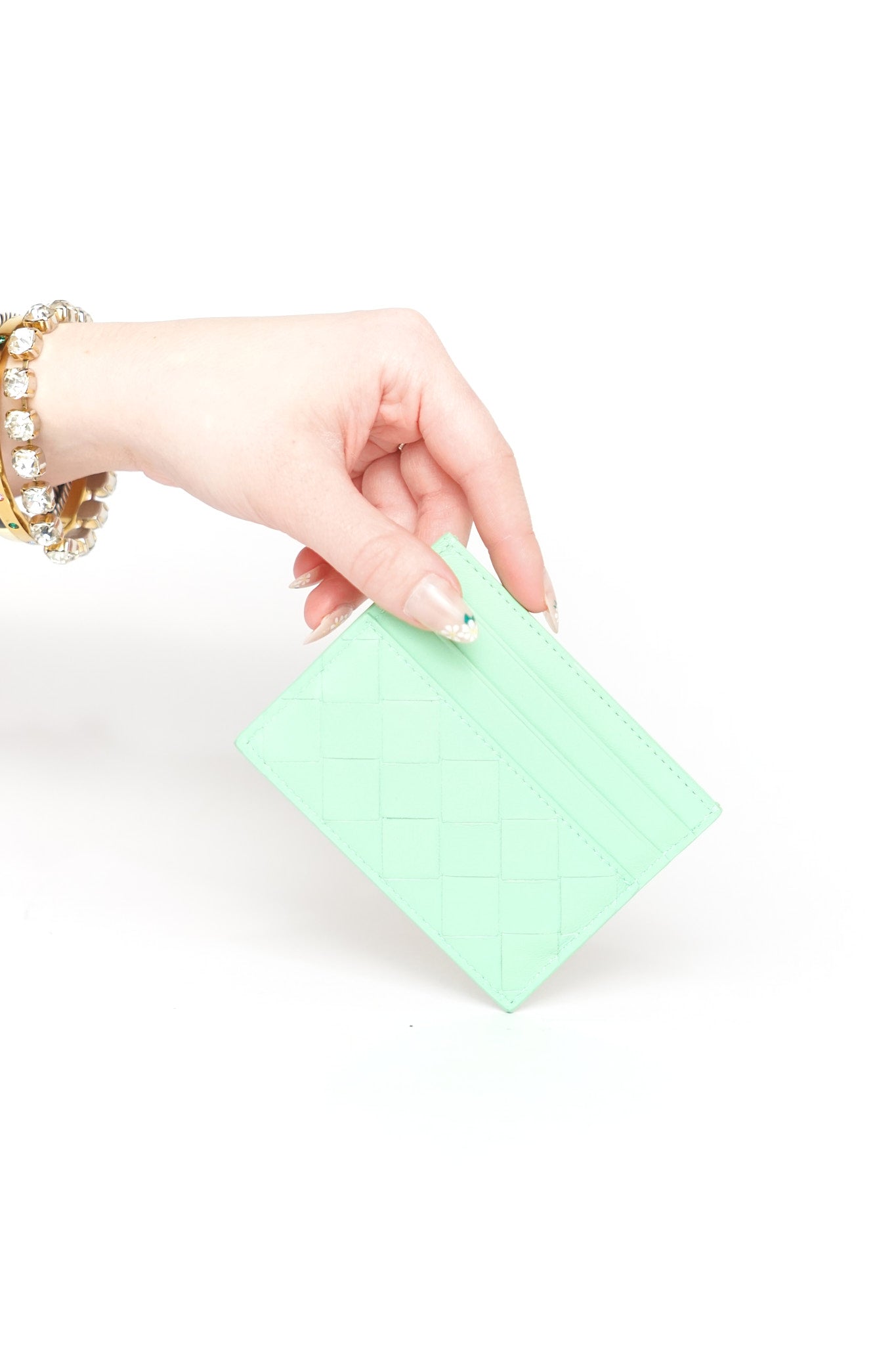 Bottega Venetta Mint Green Intrecciato Card Holder