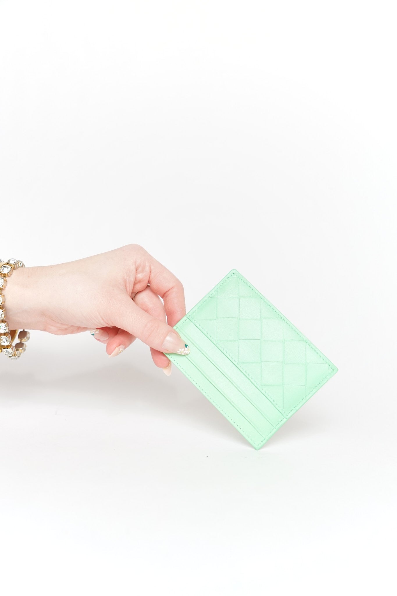 Bottega Venetta Mint Green Intrecciato Card Holder