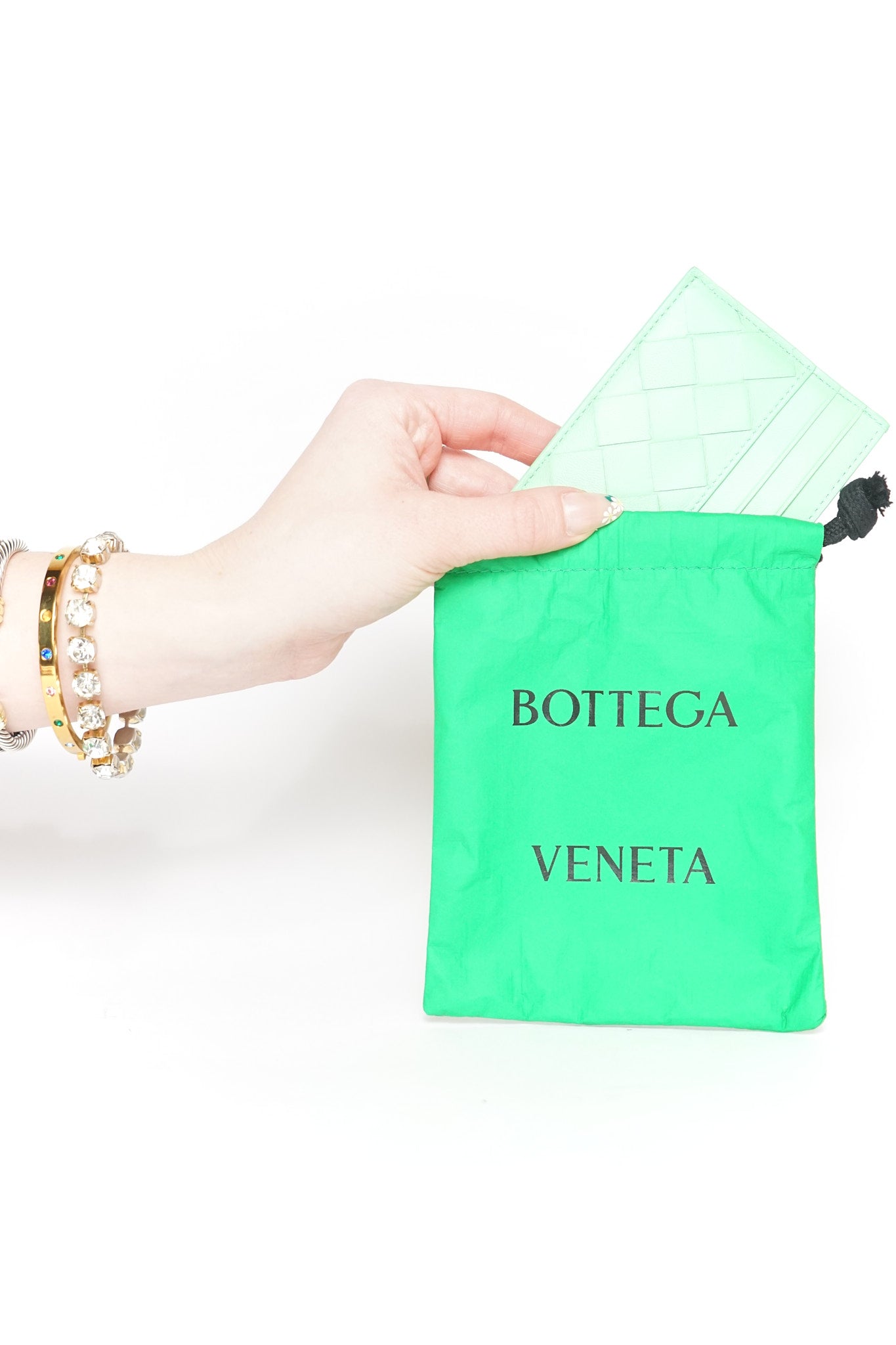 Bottega Venetta Mint Green Intrecciato Card Holder