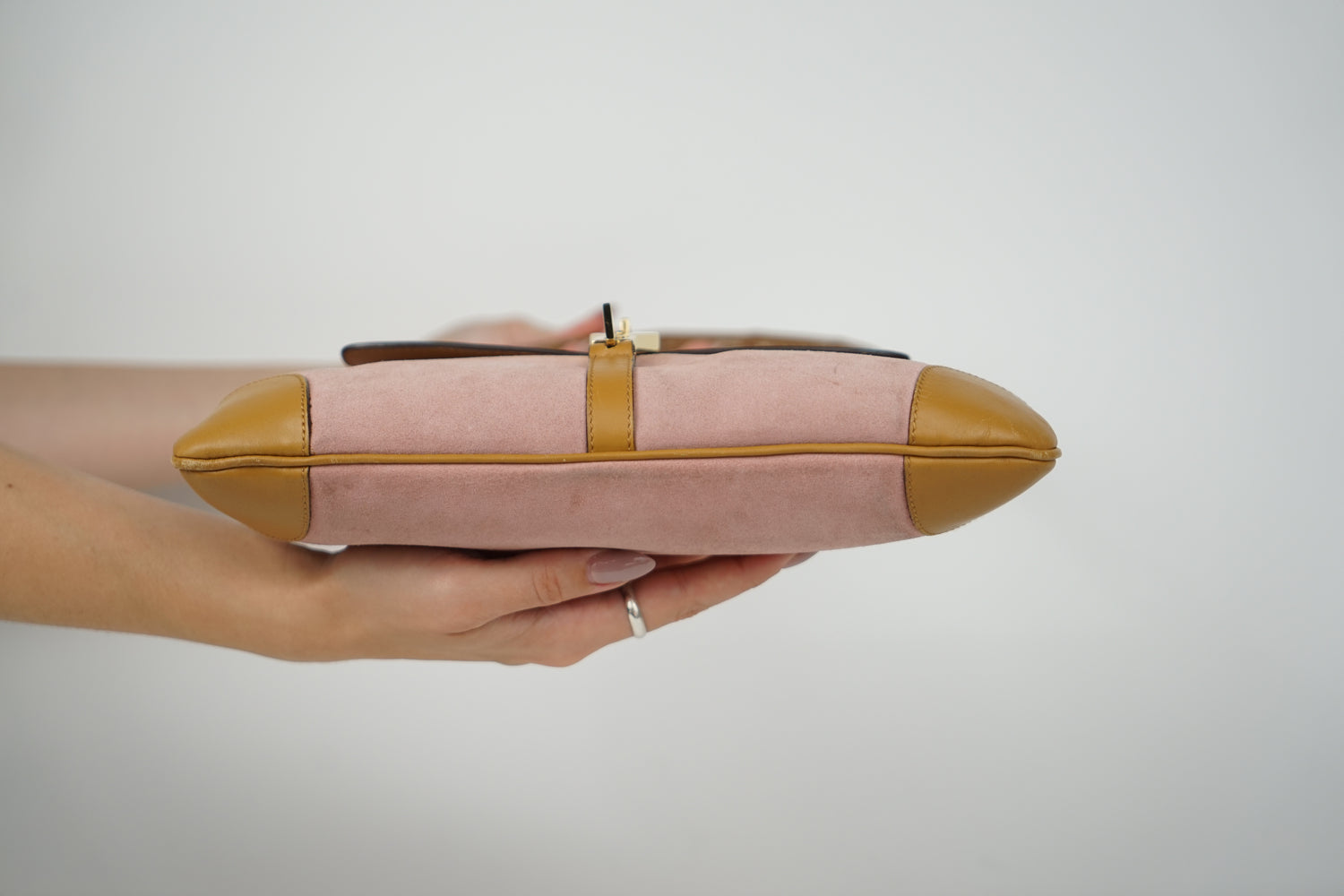 Vintage Gucci Tan Satin Bamboo Top Handle Two Way Mini Bag