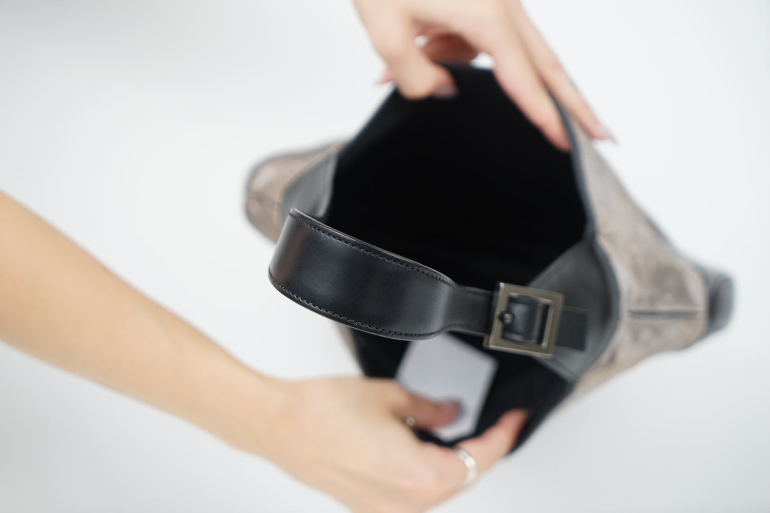 Vintage Gucci Gray Velvet and Black Leather Jackie Bag