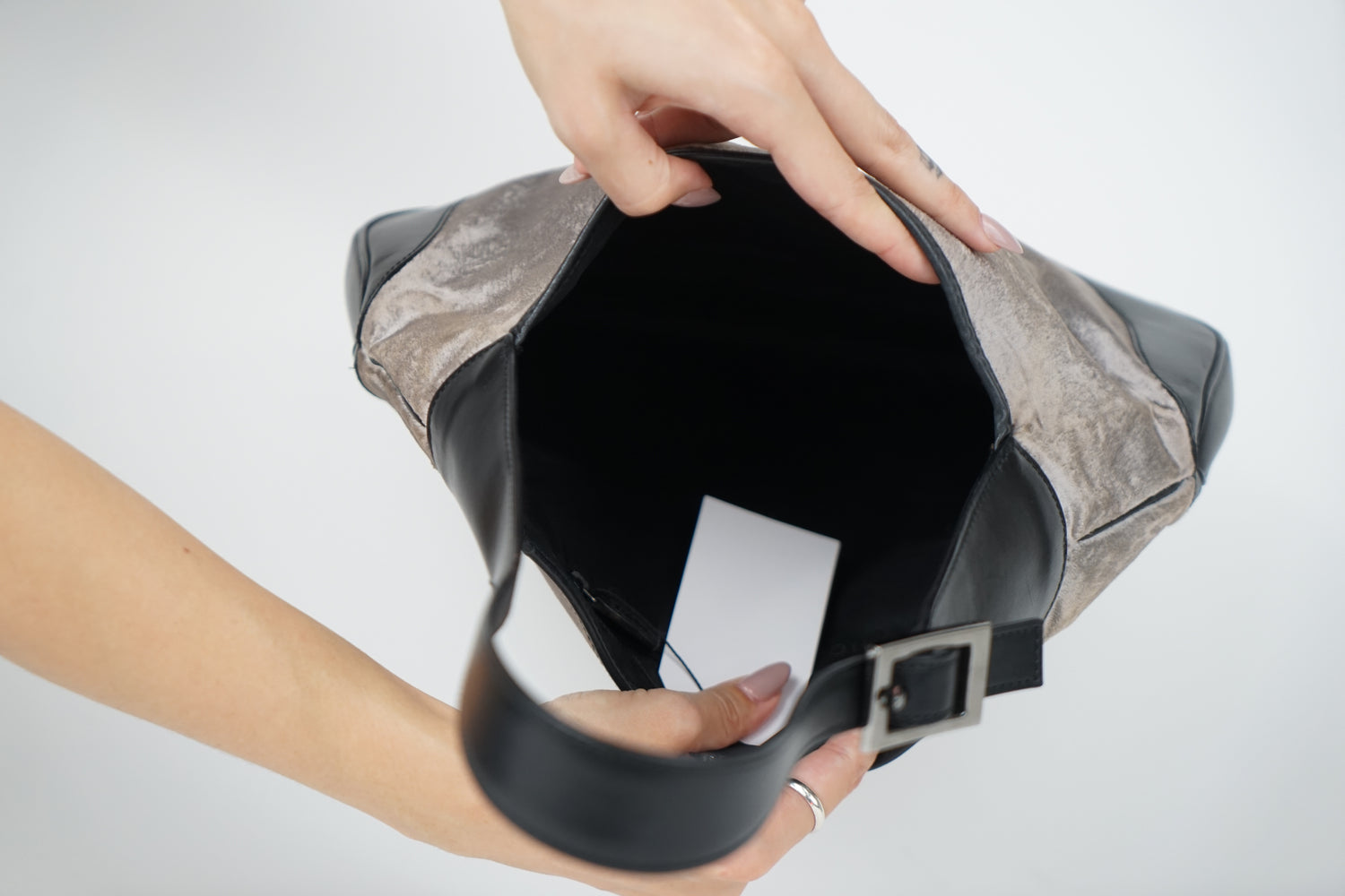 Vintage Gucci Gray Velvet and Black Leather Jackie Bag
