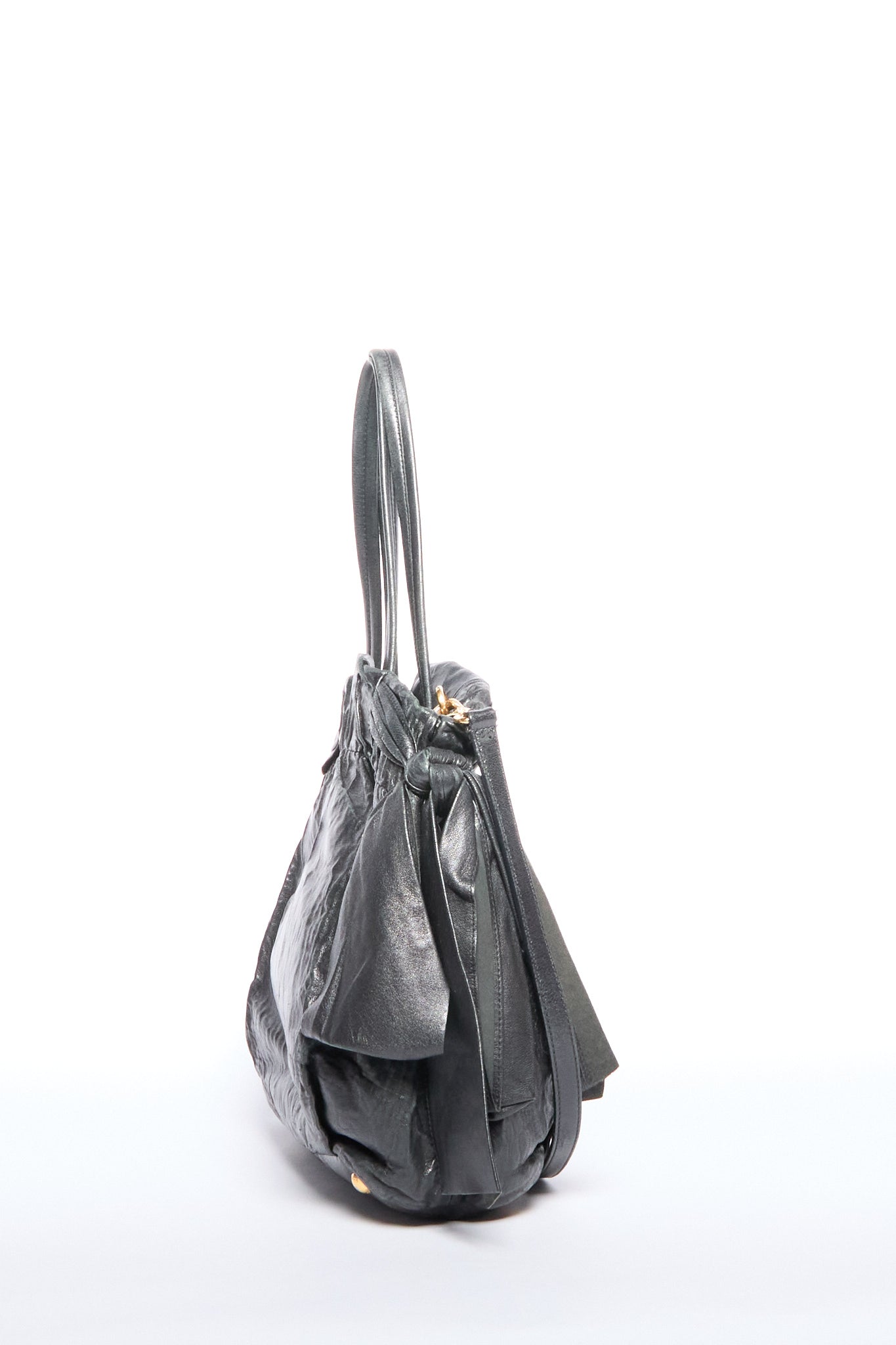 Prada Black Leather Bow Two Way Bag