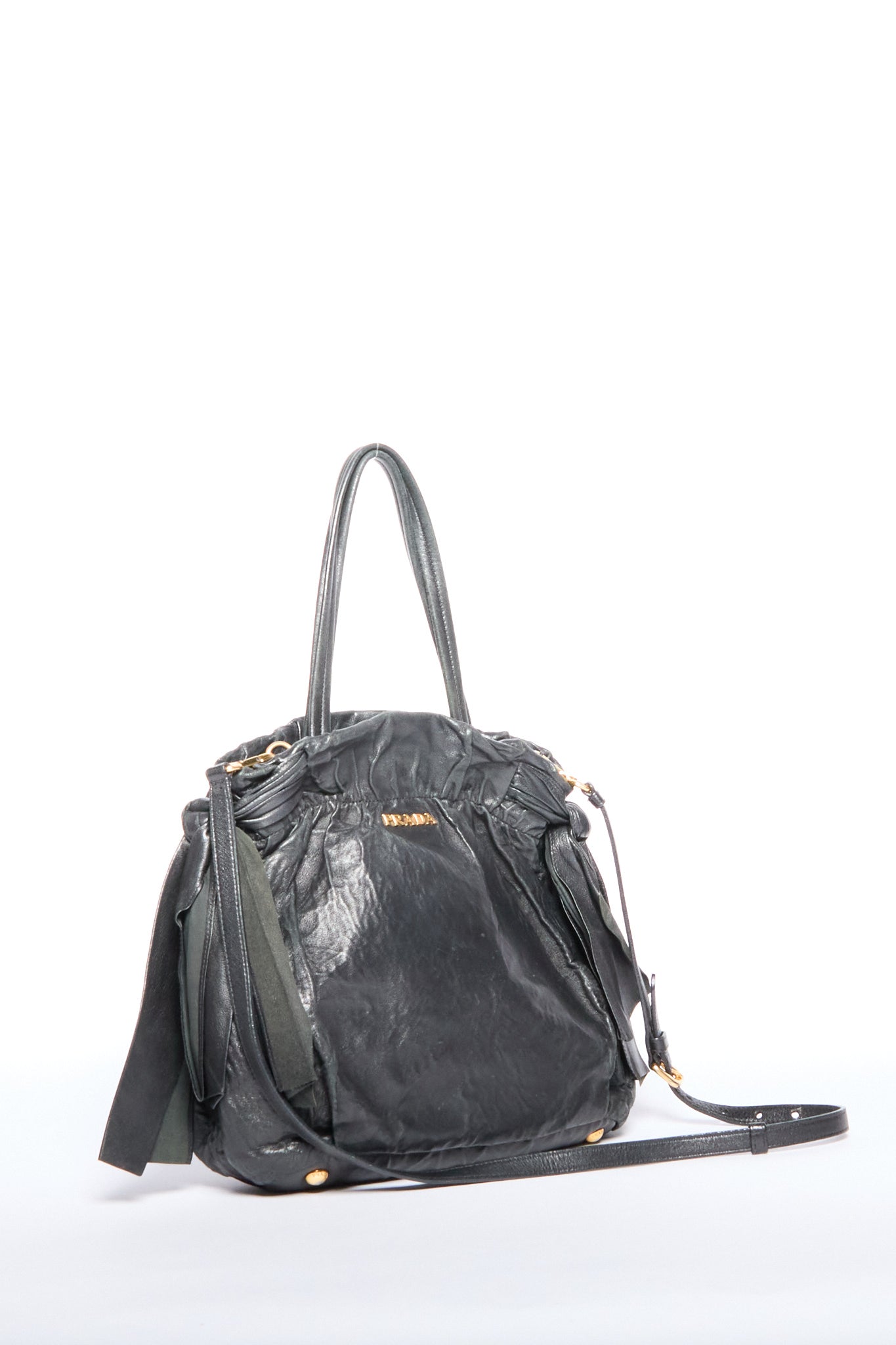 Prada Black Leather Bow Two Way Bag