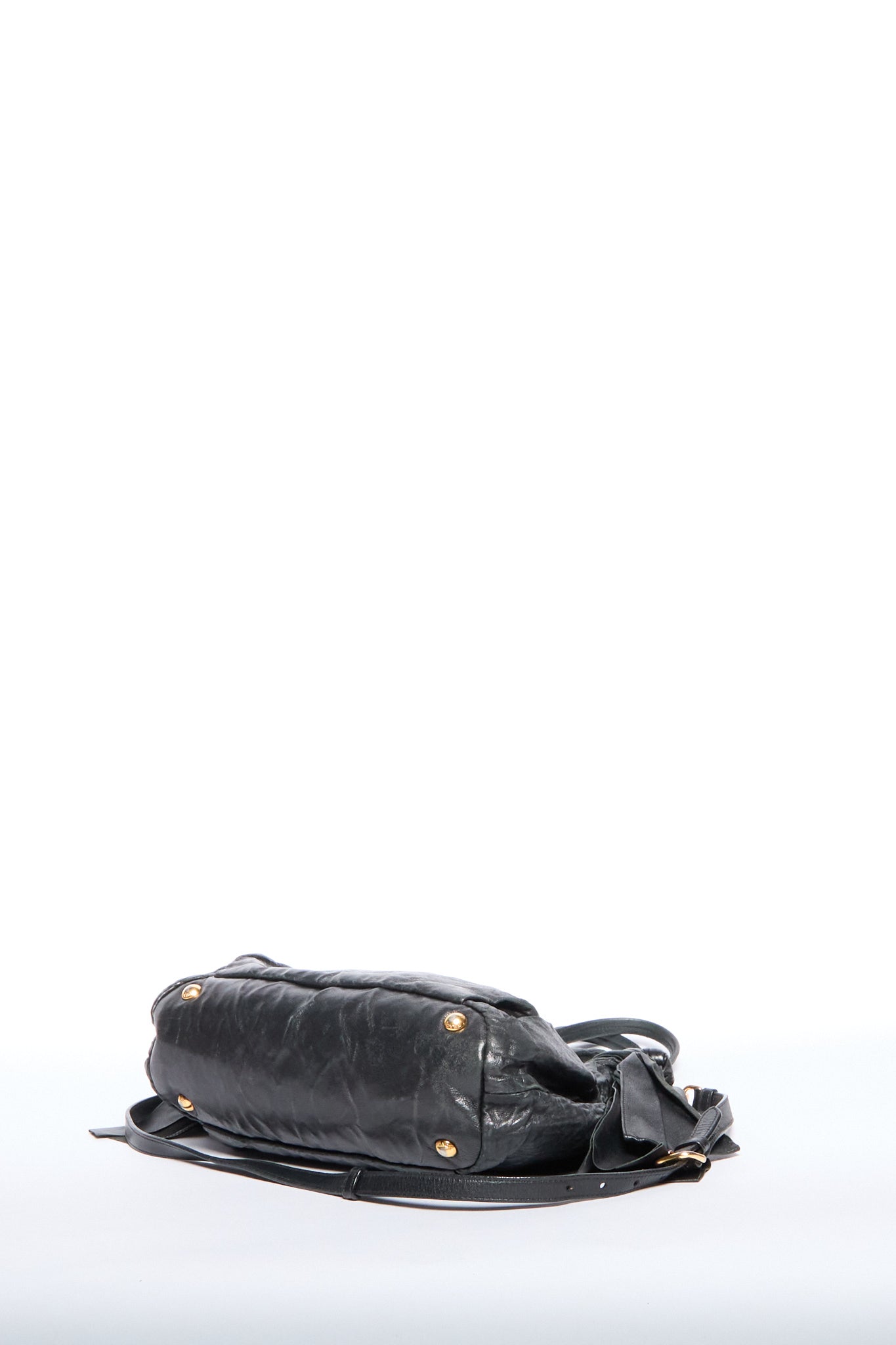 Prada Black Leather Bow Two Way Bag