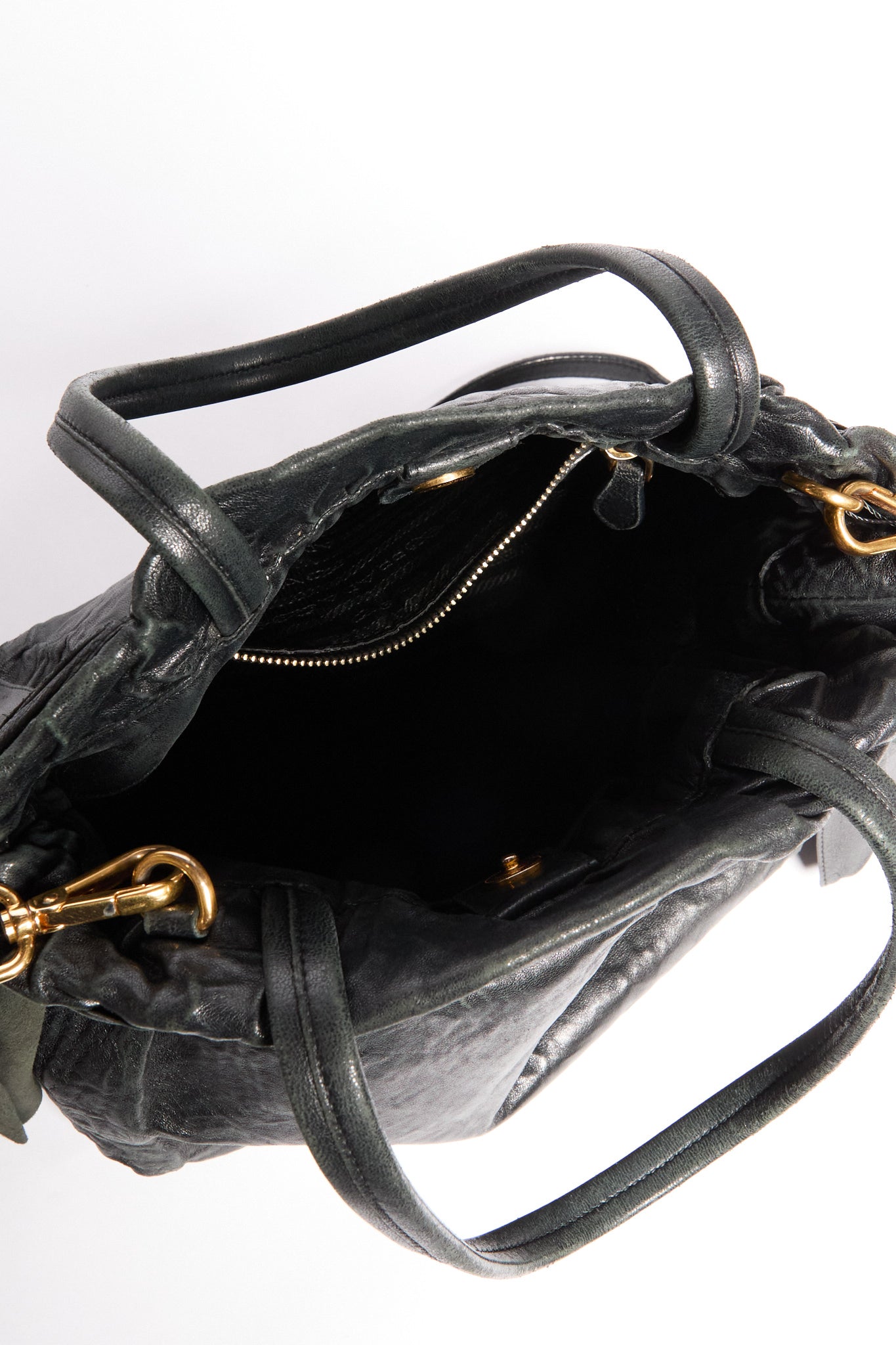 Prada Black Leather Bow Two Way Bag