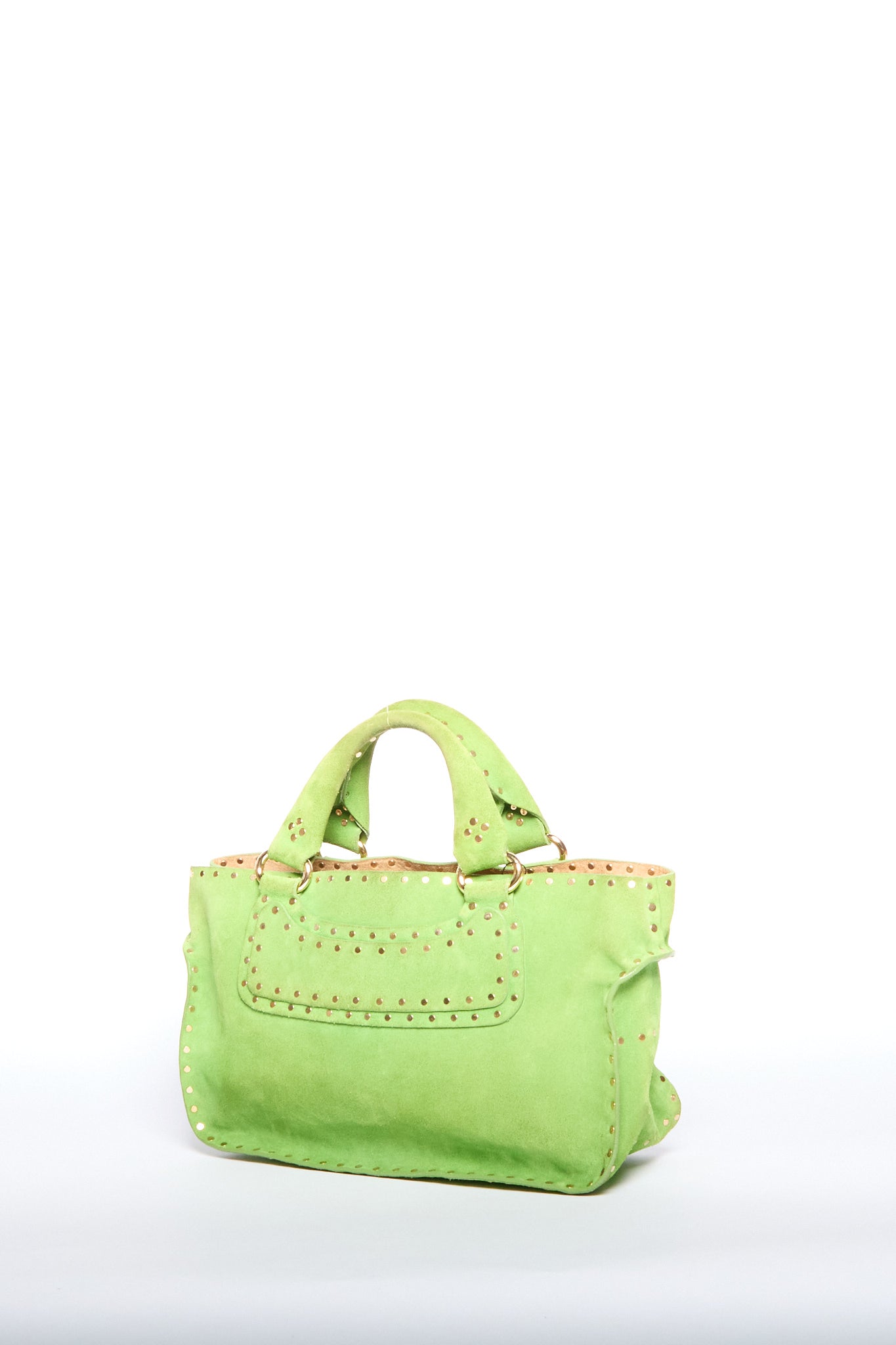 Celine Green Studded Suede Boogie Bag