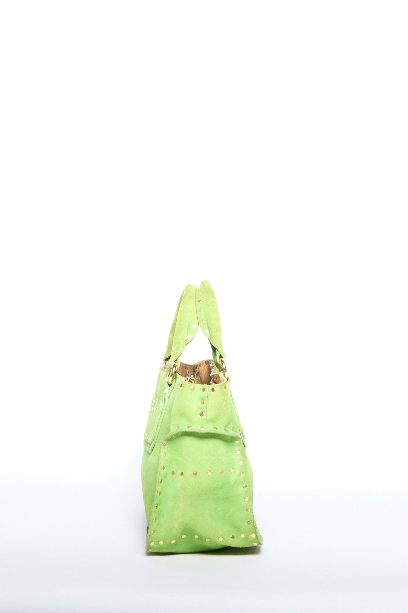 Celine Green Studded Suede Boogie Bag