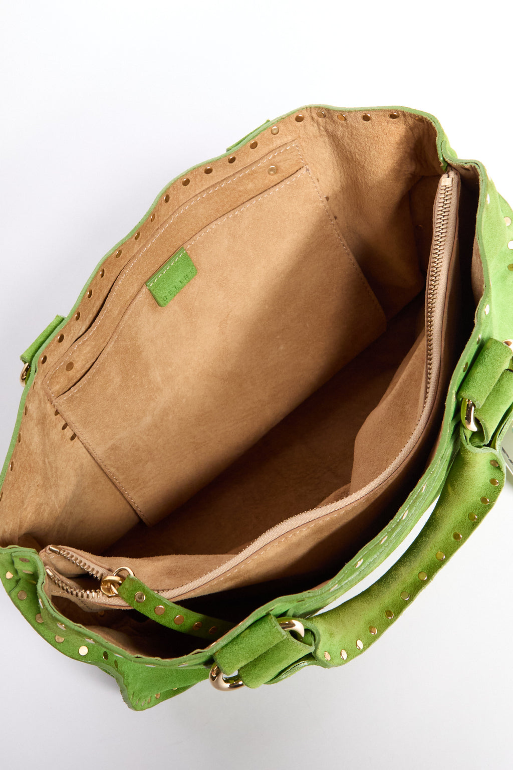 Celine Green Studded Suede Boogie Bag